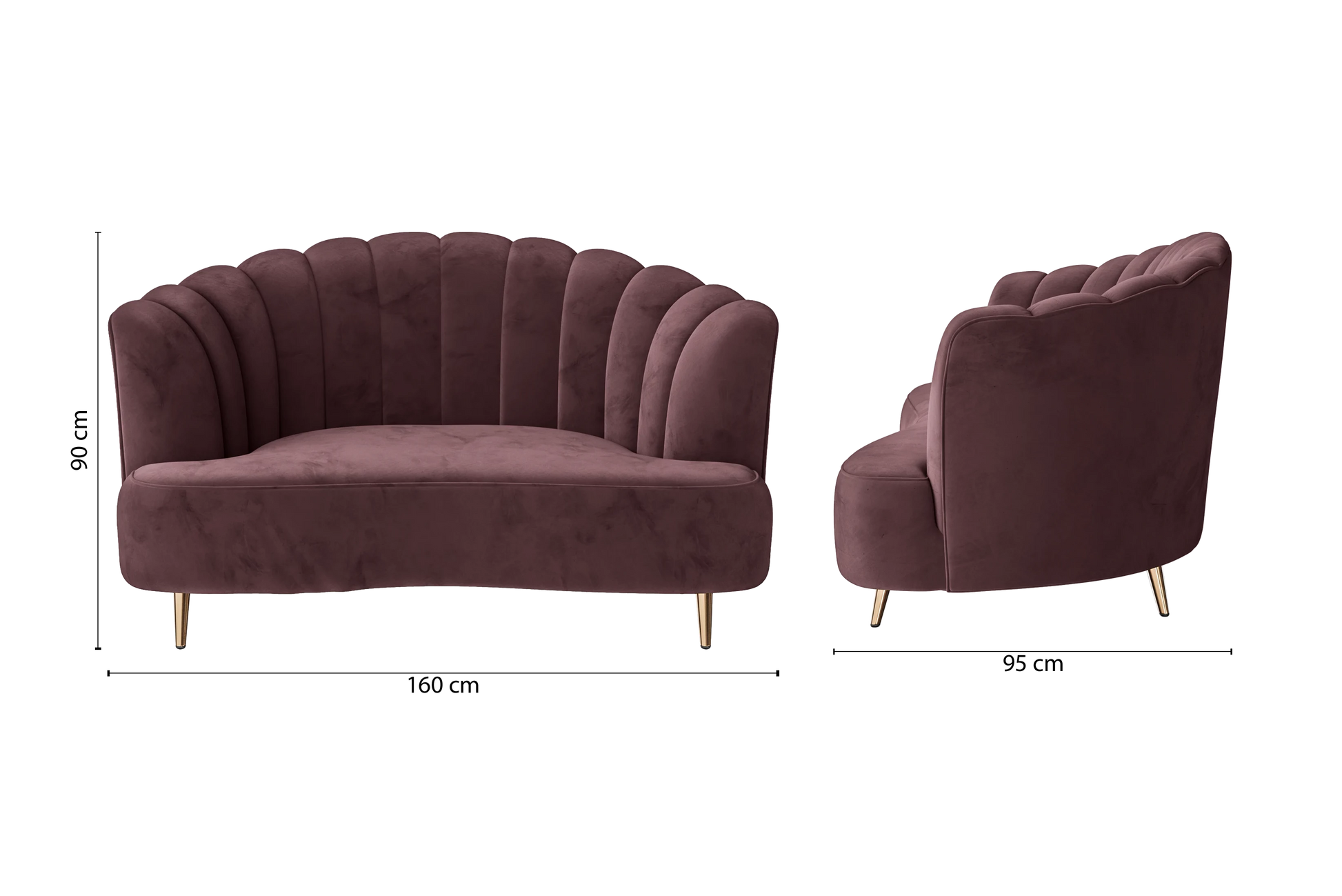 Elena 2 Seater Sofa Grape Velvet