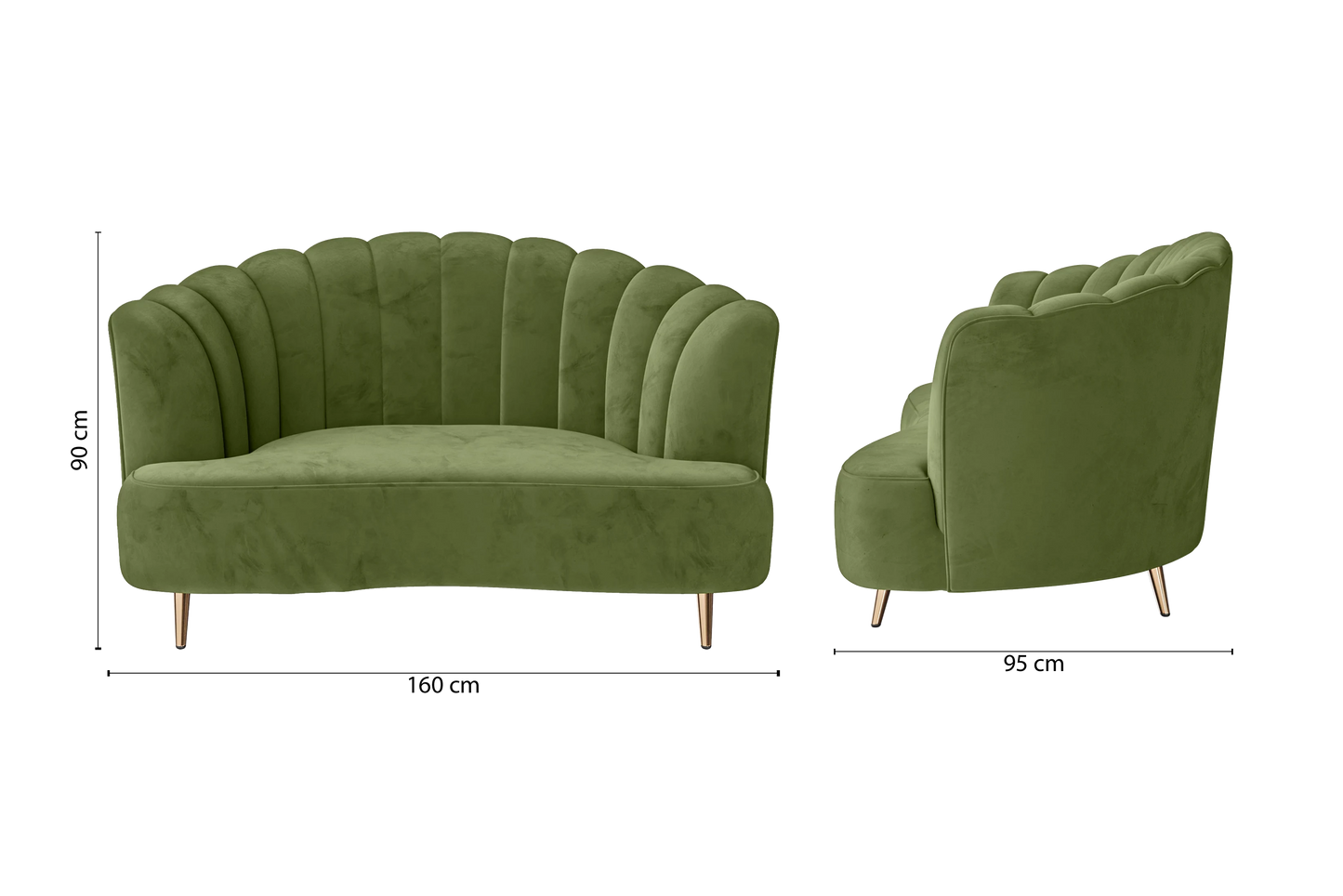 Elena 2 Seater Sofa Lime Velvet