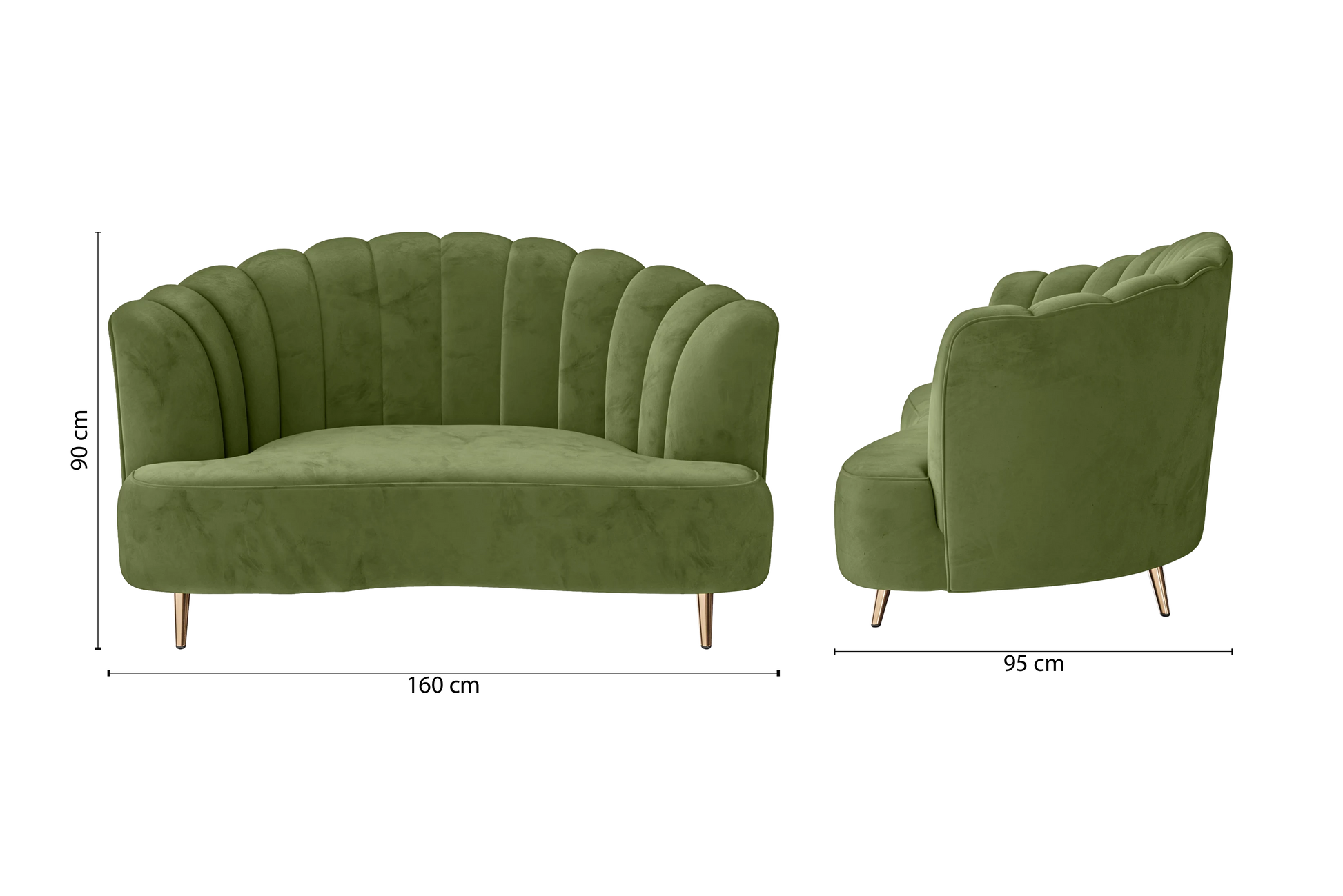 Elena 2 Seater Sofa Lime Velvet