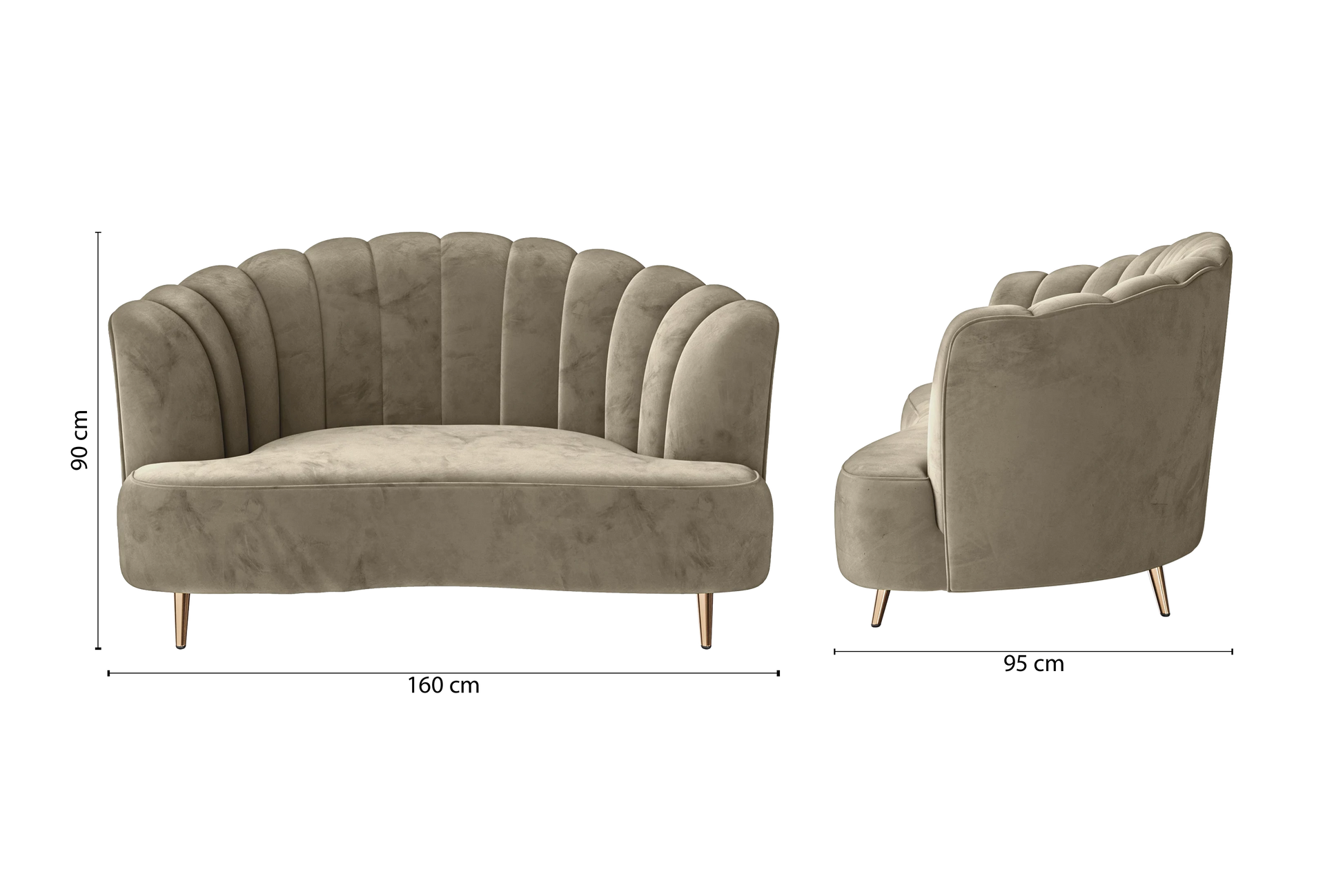 Elena 2 Seater Sofa Sand Velvet