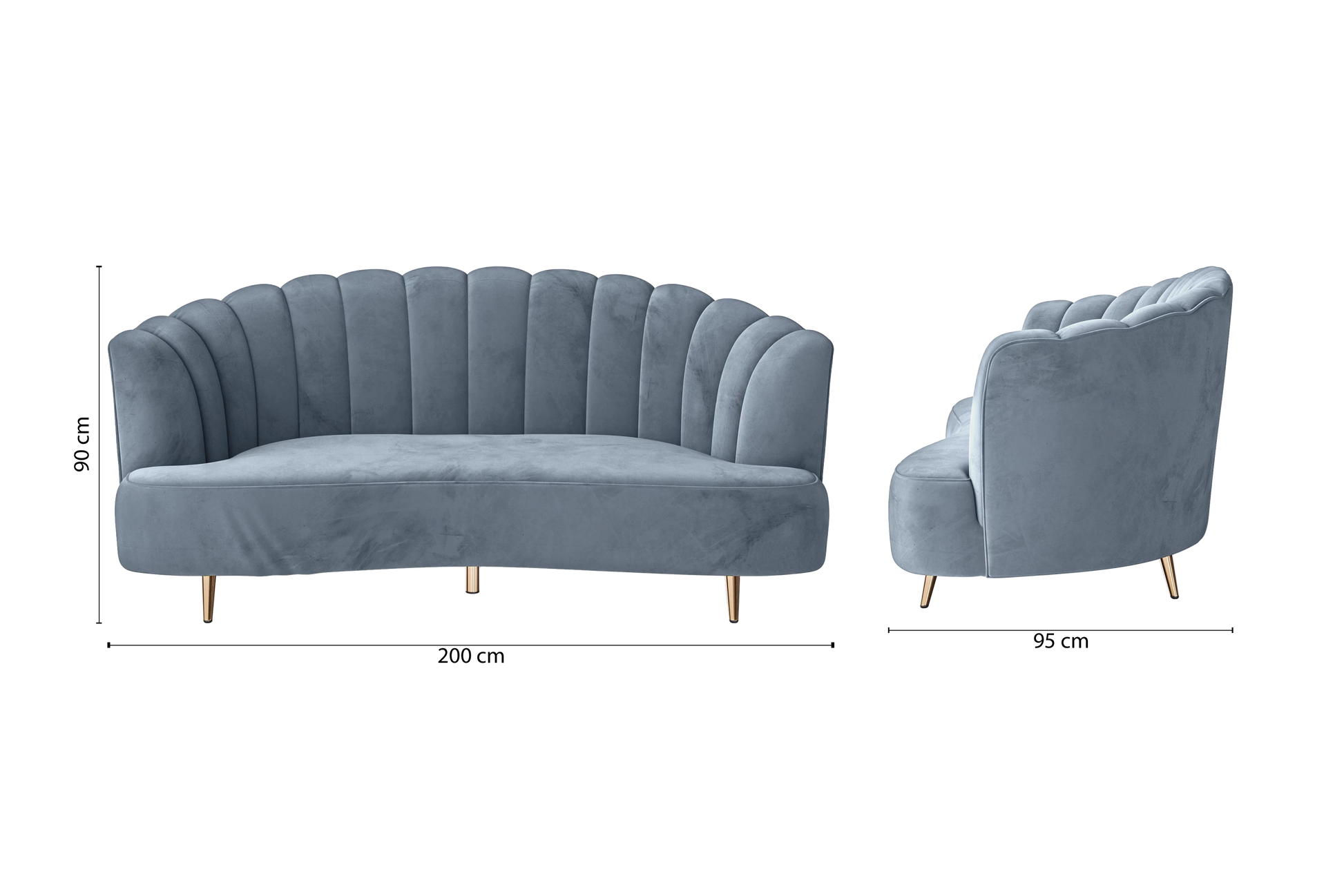 Elena 3 Seater Sofa Baby Blue Velvet