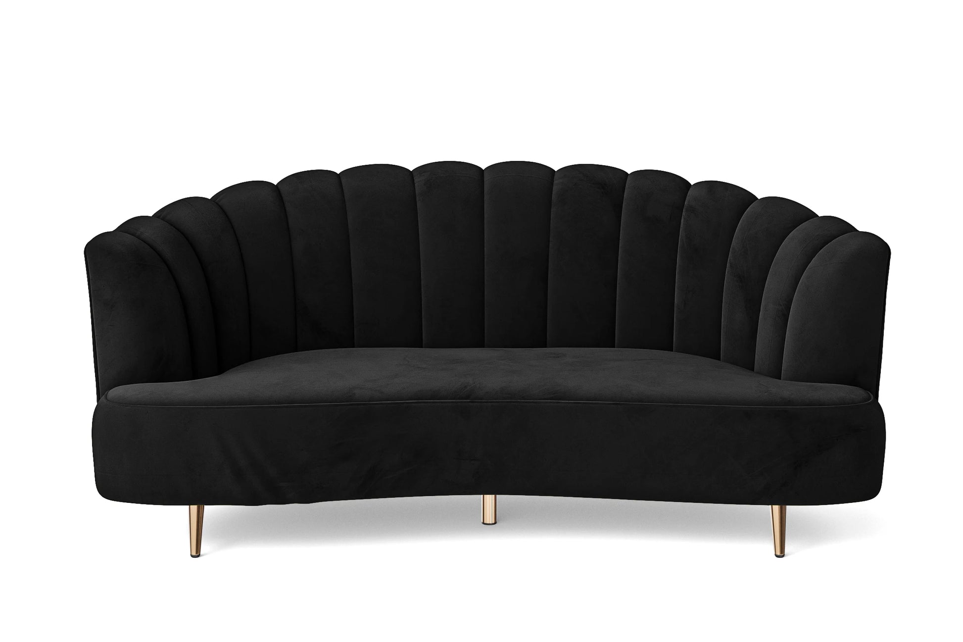 Elena 3 Seater Sofa Black Velvet