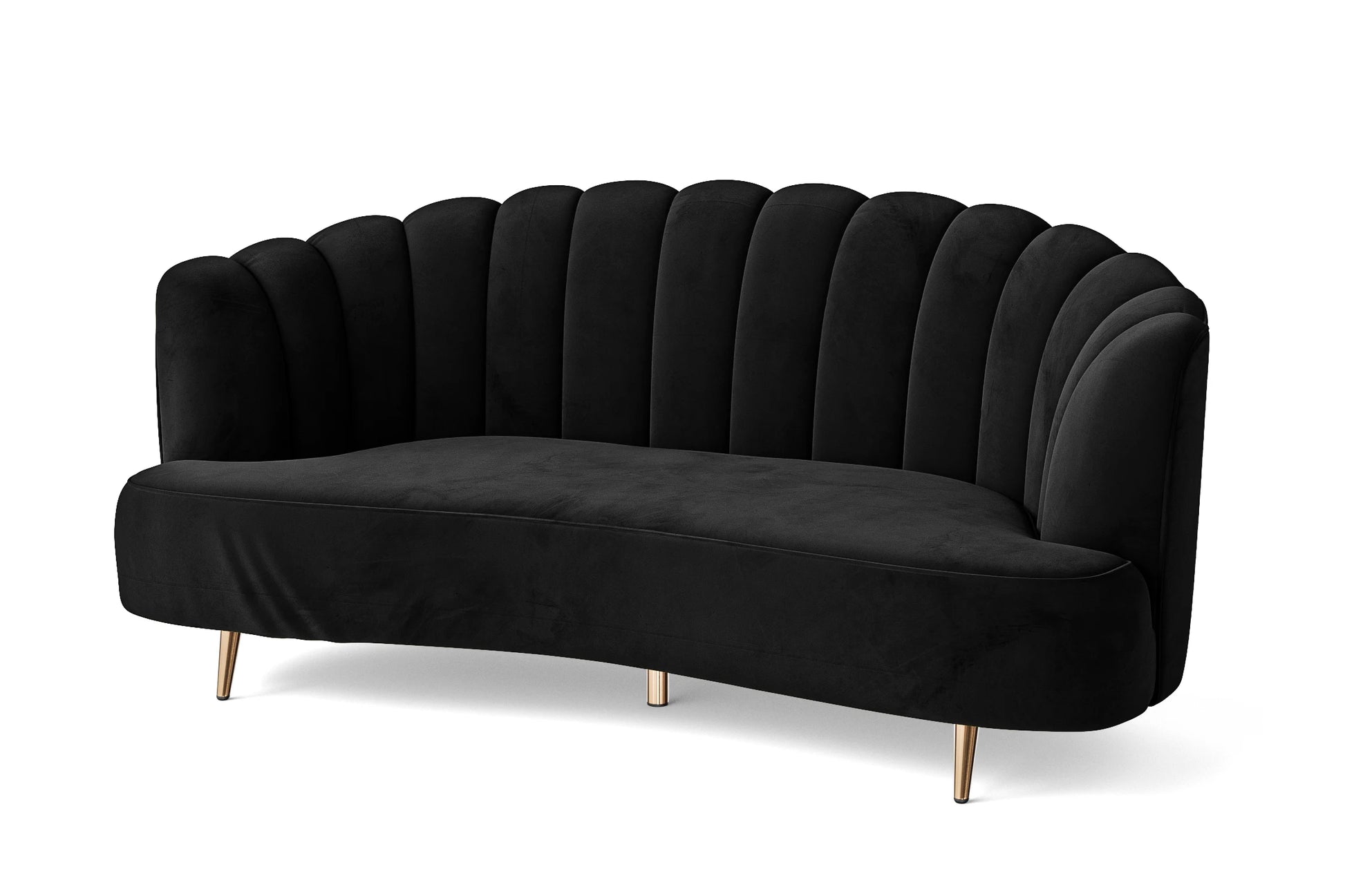 Elena 3 Seater Sofa Black Velvet