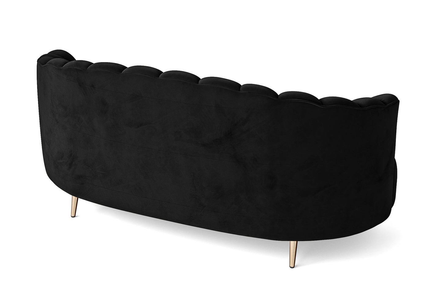 Elena 3 Seater Sofa Black Velvet