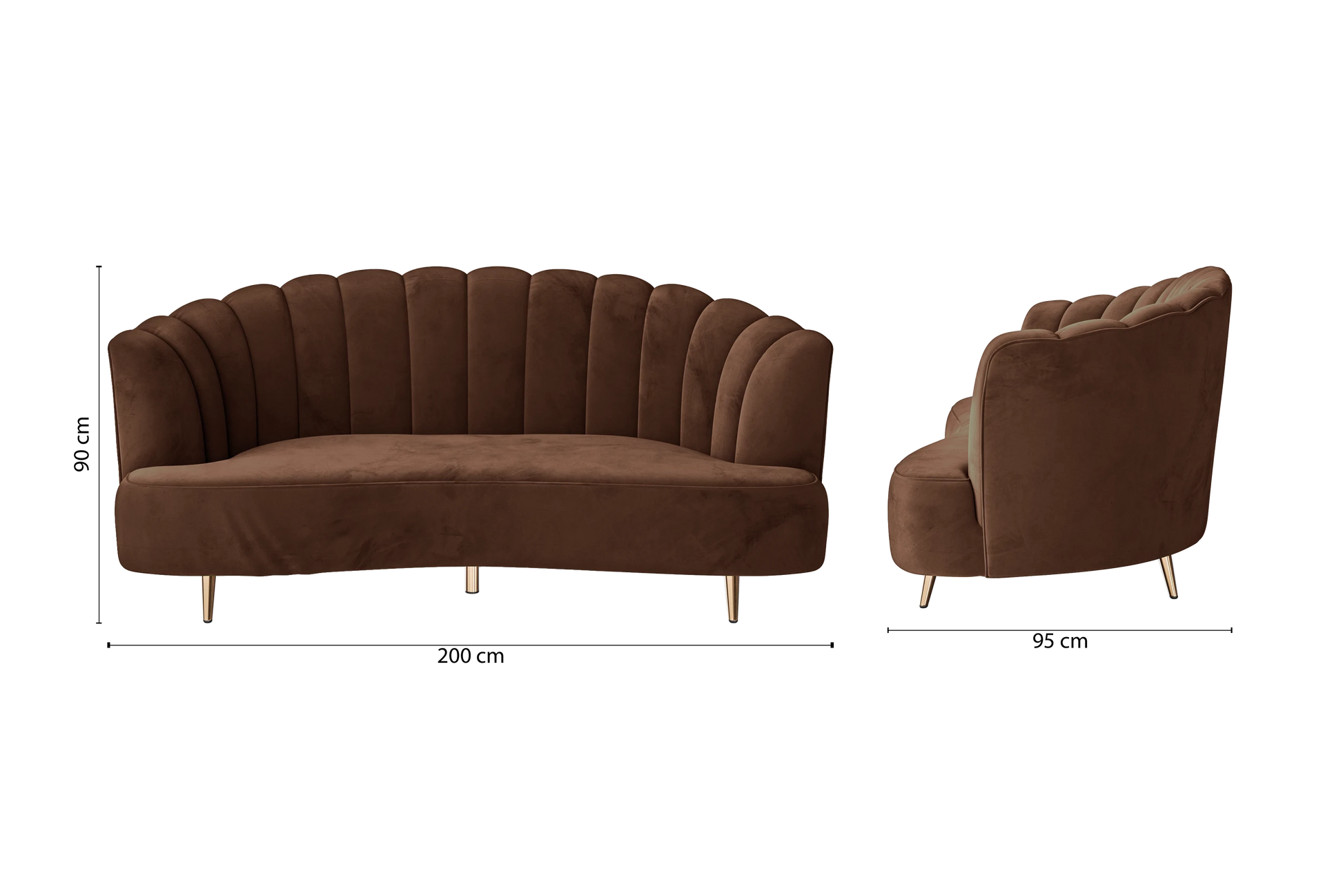 Elena 3 Seater Sofa Coffee Brown Velvet