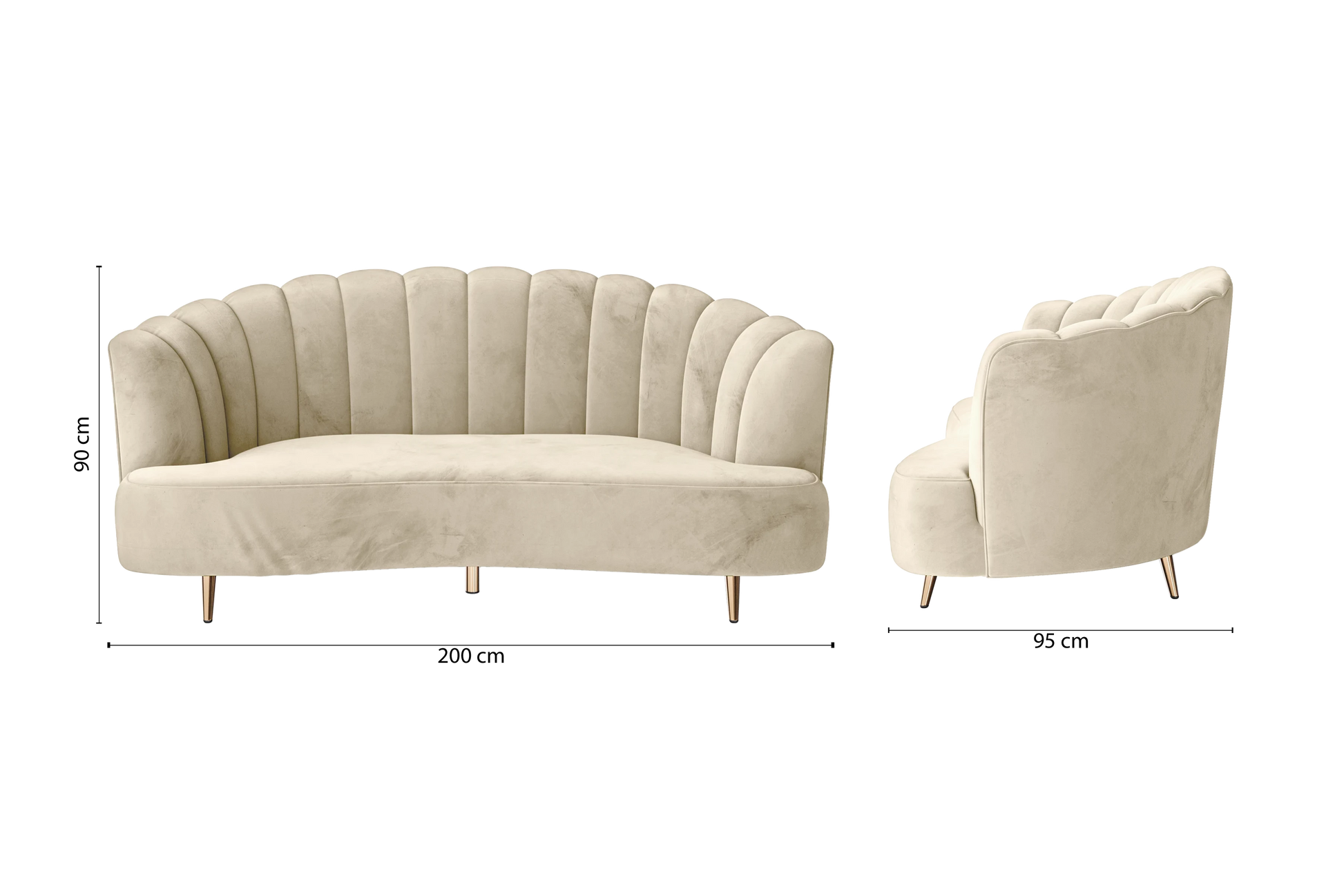 Elena 3 Seater Sofa Cream Velvet