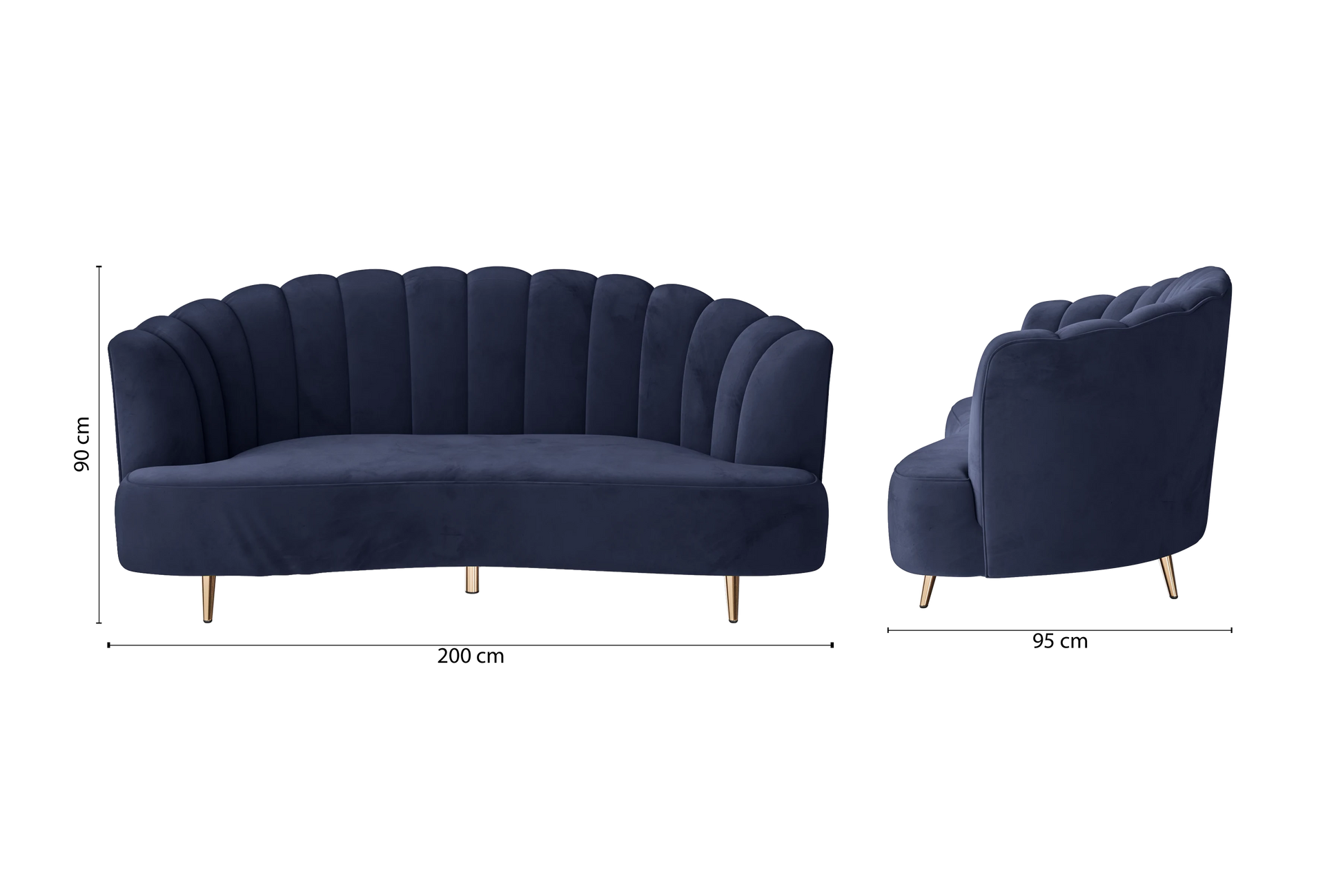 Elena 3 Seater Sofa Dark Blue Velvet