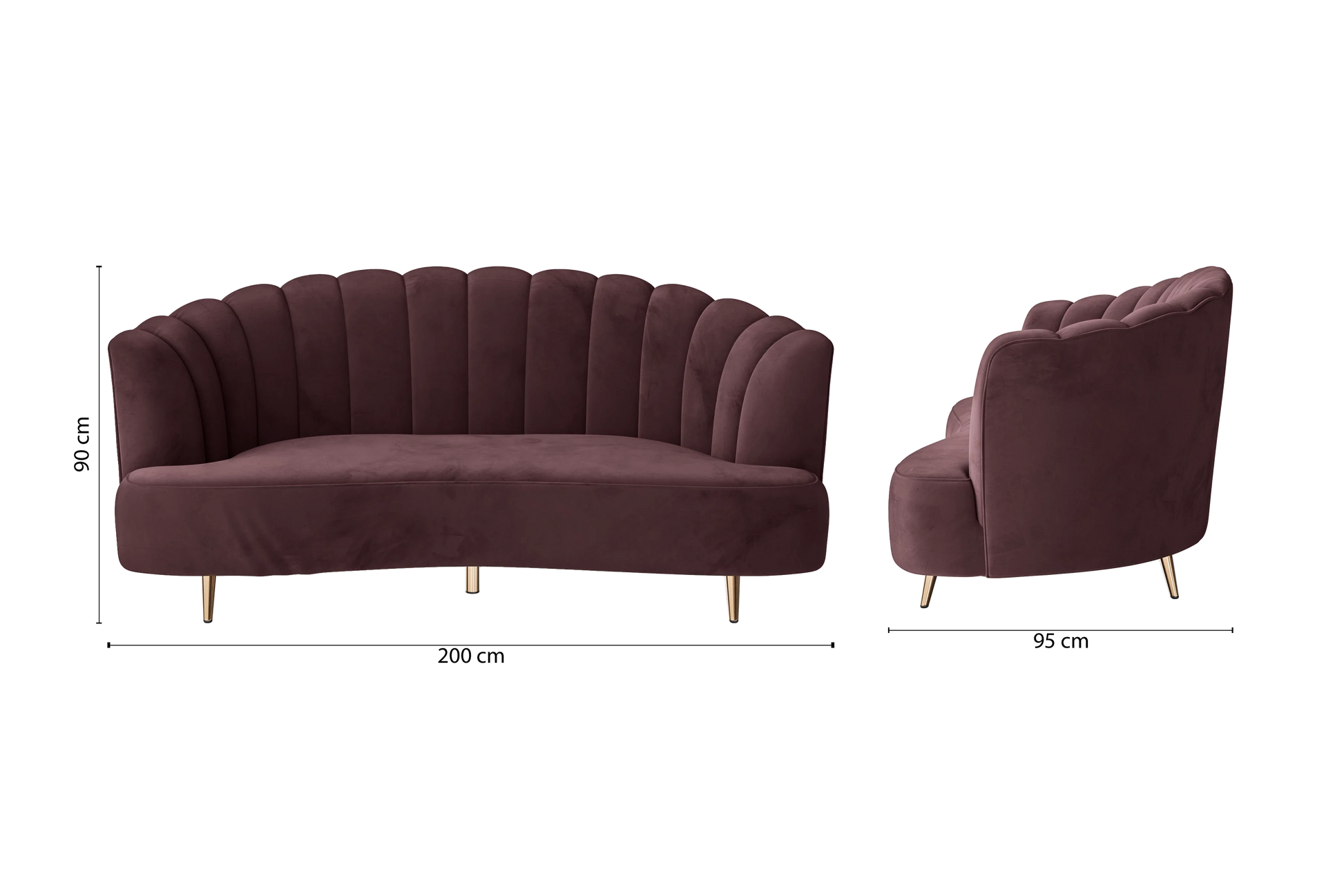 Elena 3 Seater Sofa Grape Velvet