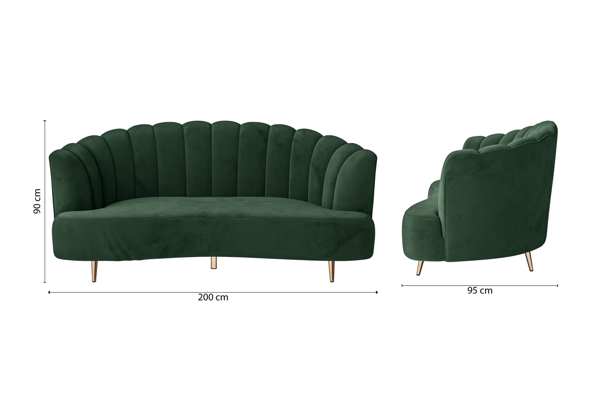 Elena 3 Seater Sofa Green Velvet