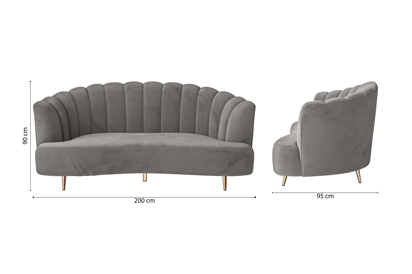 Elena 3 Seater Sofa Grey Velvet