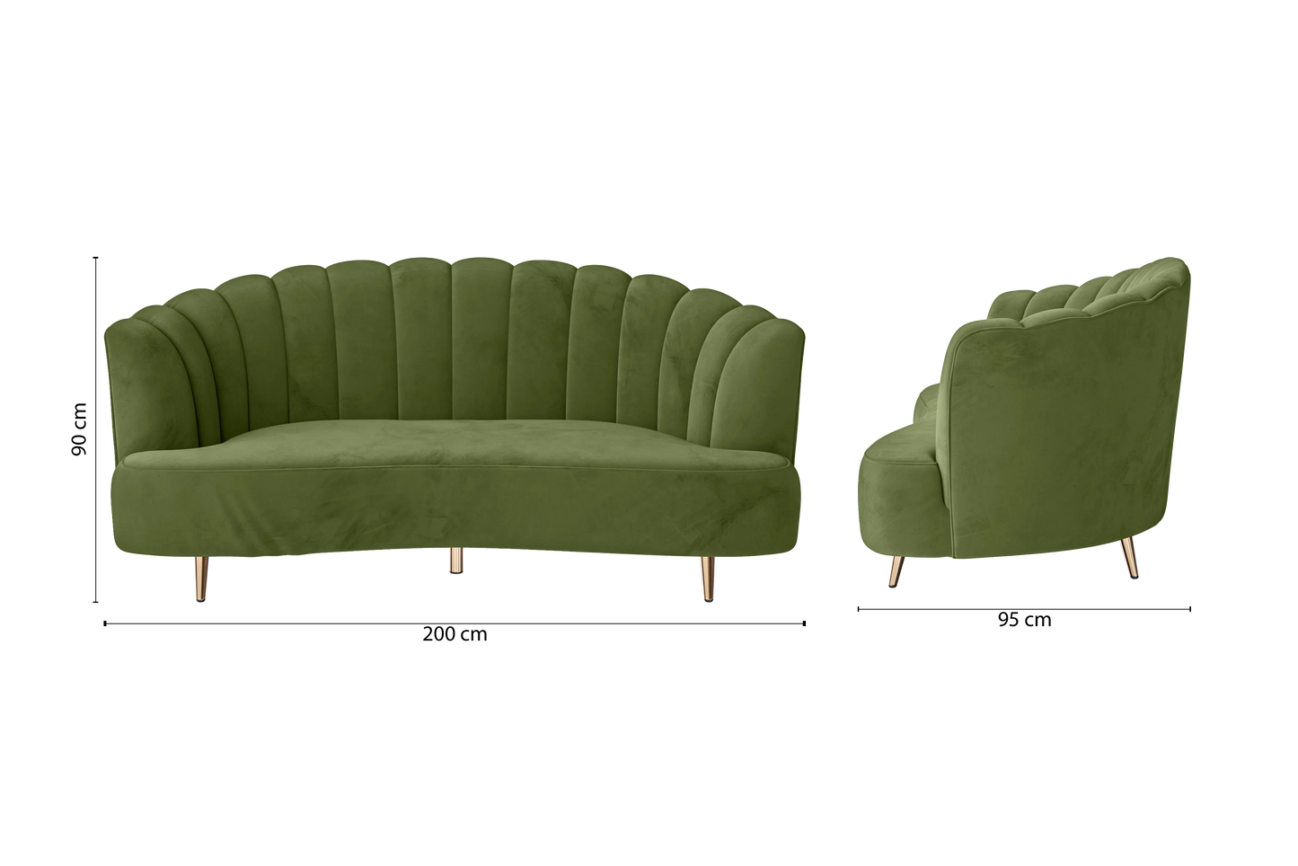 Elena 3 Seater Sofa Lime Velvet