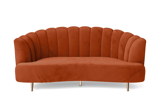 Elena 3 Seater Sofa Orange Velvet