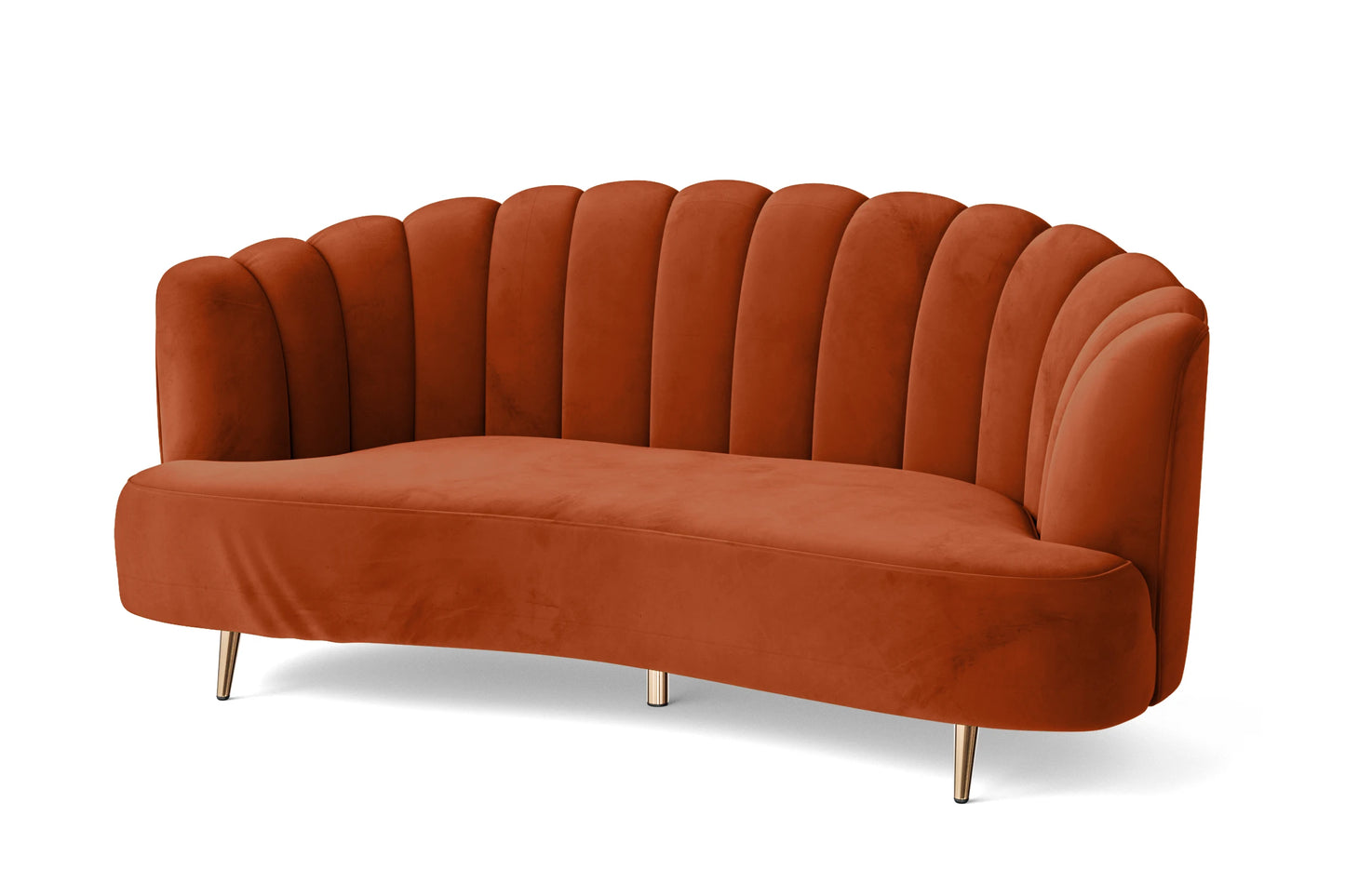 Elena 3 Seater Sofa Orange Velvet