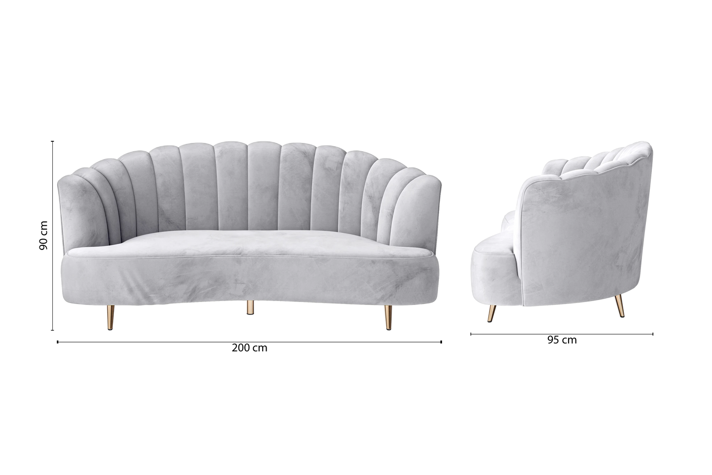 Elena 3 Seater Sofa Silver Velvet