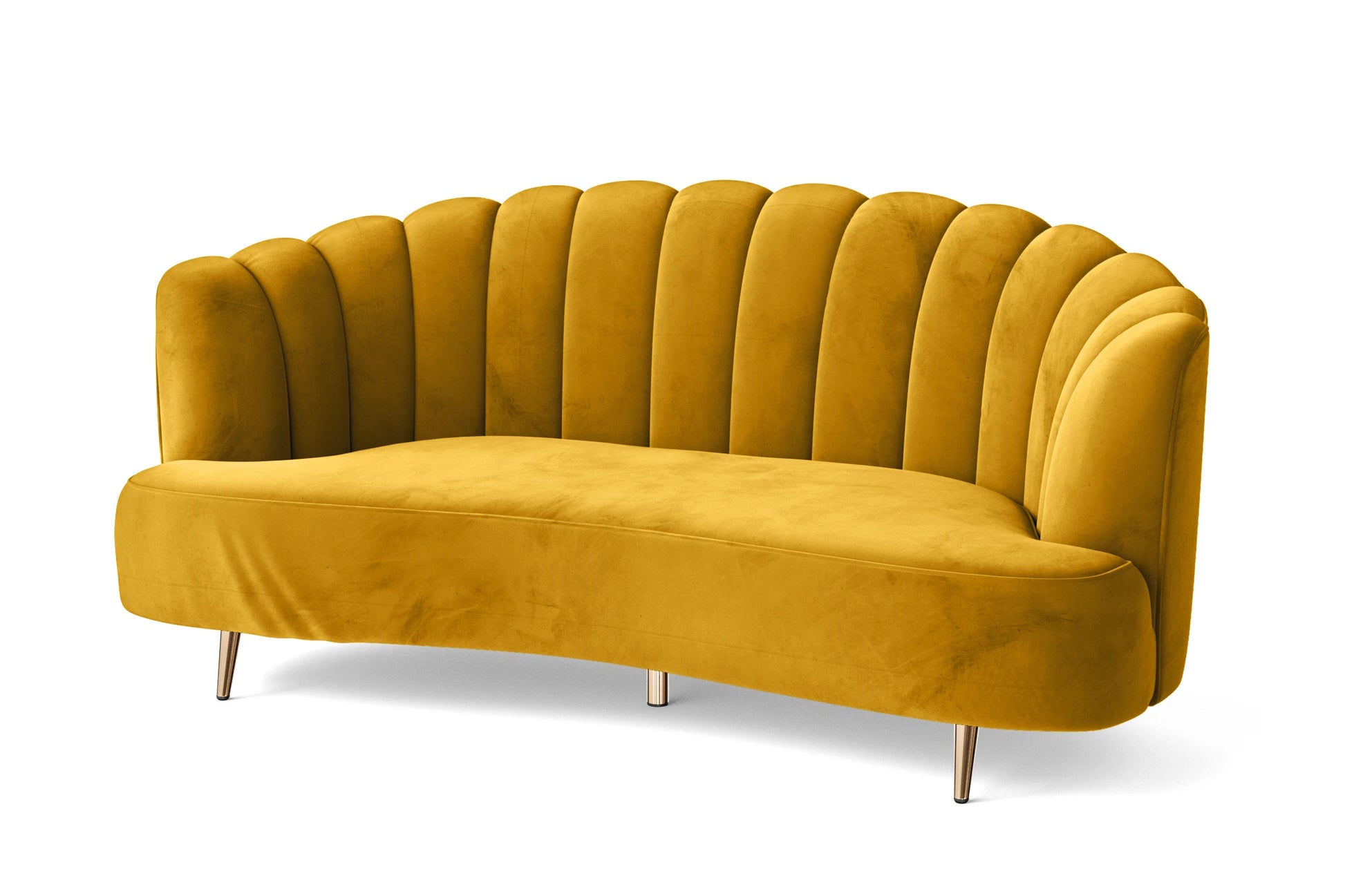 Elena 3 Seater Sofa Yellow Velvet