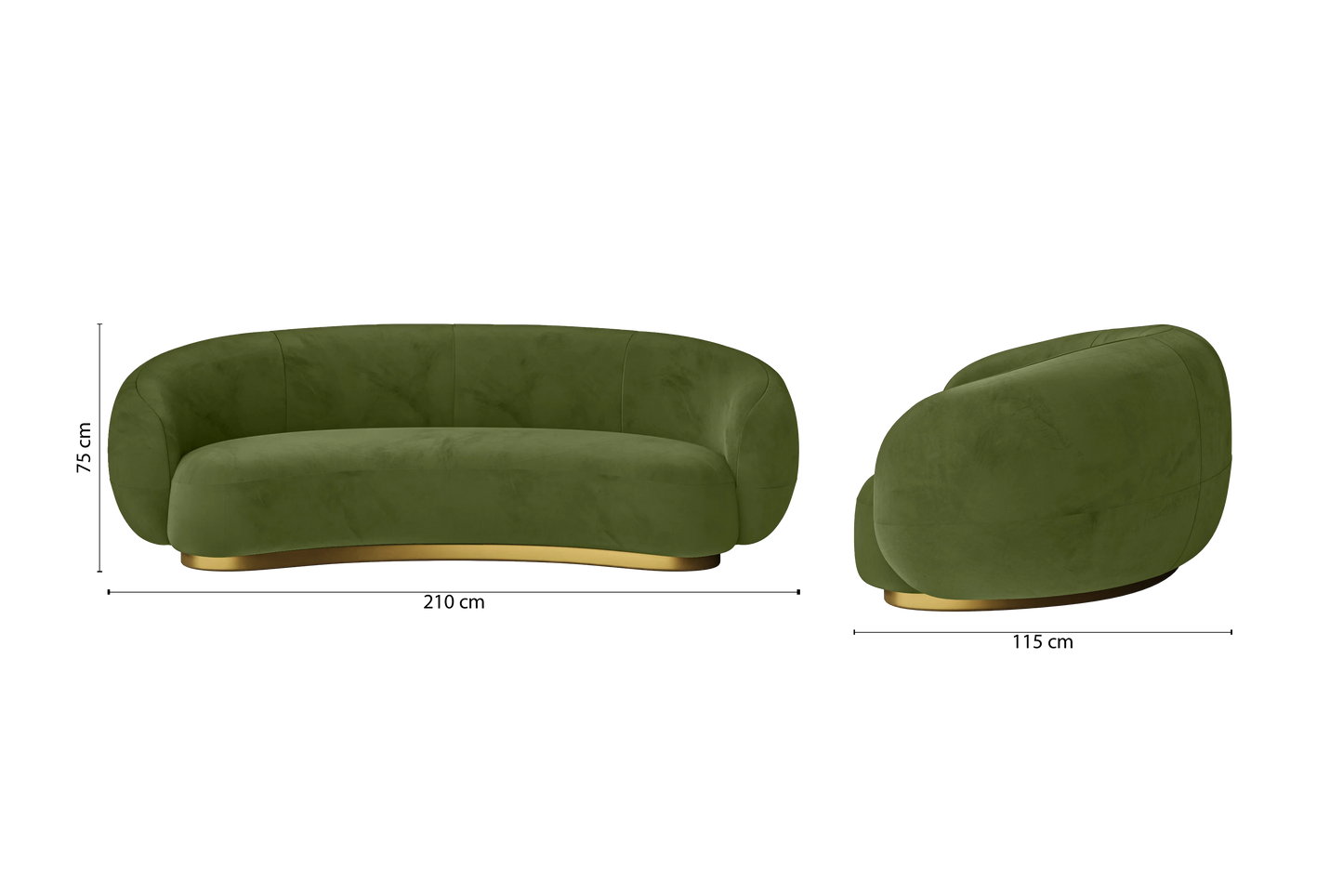 Elkton 3 Seater Sofa Lime Velvet