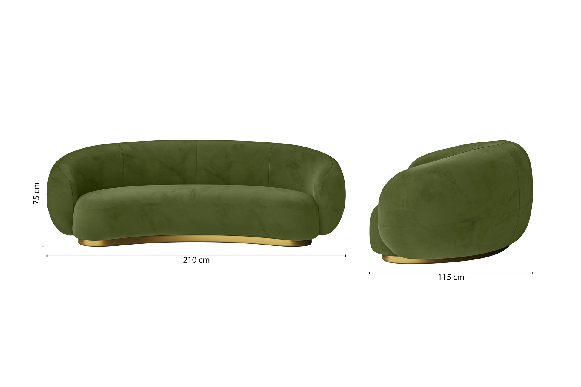 Elkton 3 Seater Sofa Lime Velvet