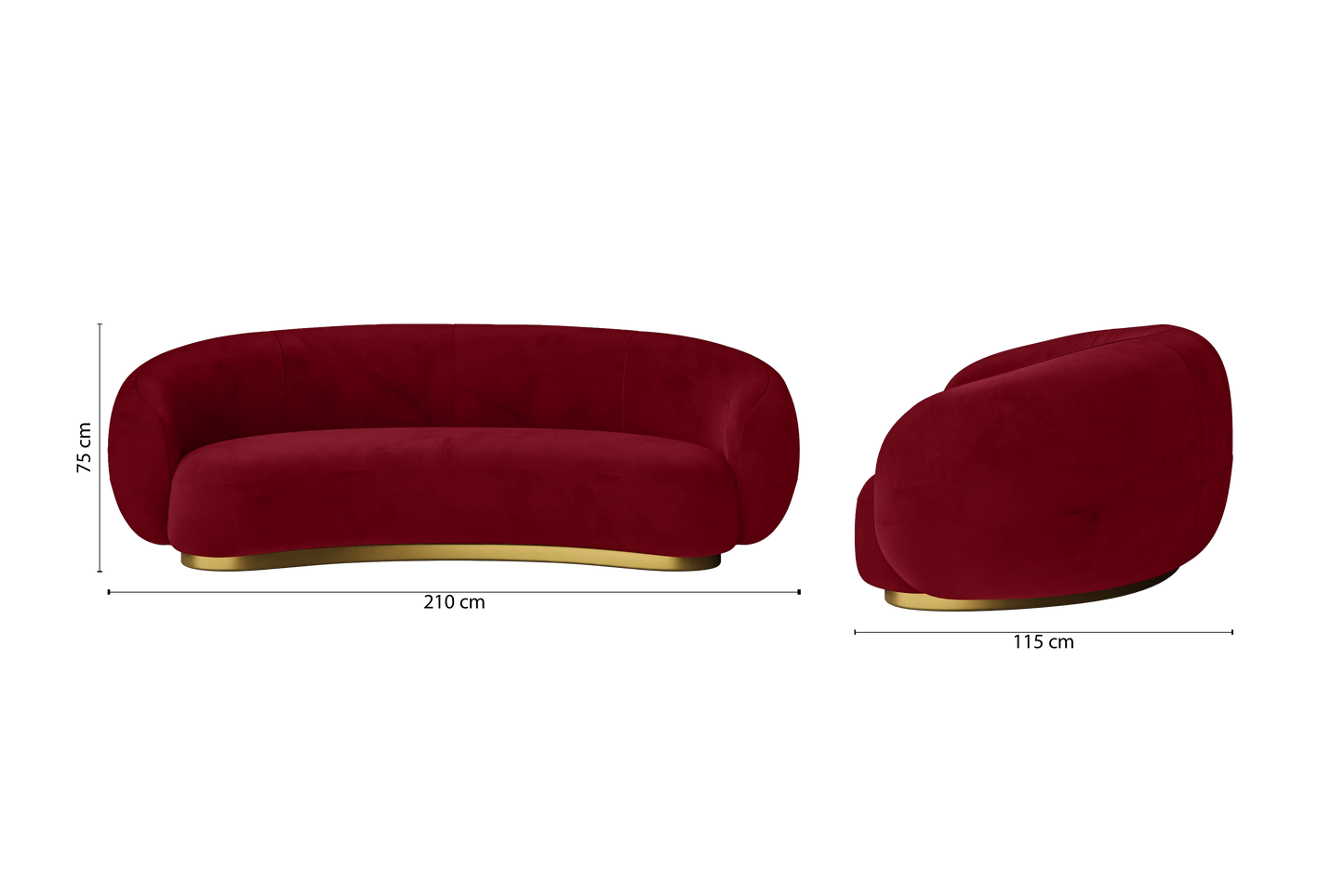 Elkton 3 Seater Sofa Red Velvet