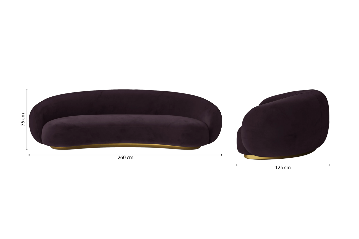 Elkton 4 Seater Sofa Purple Velvet