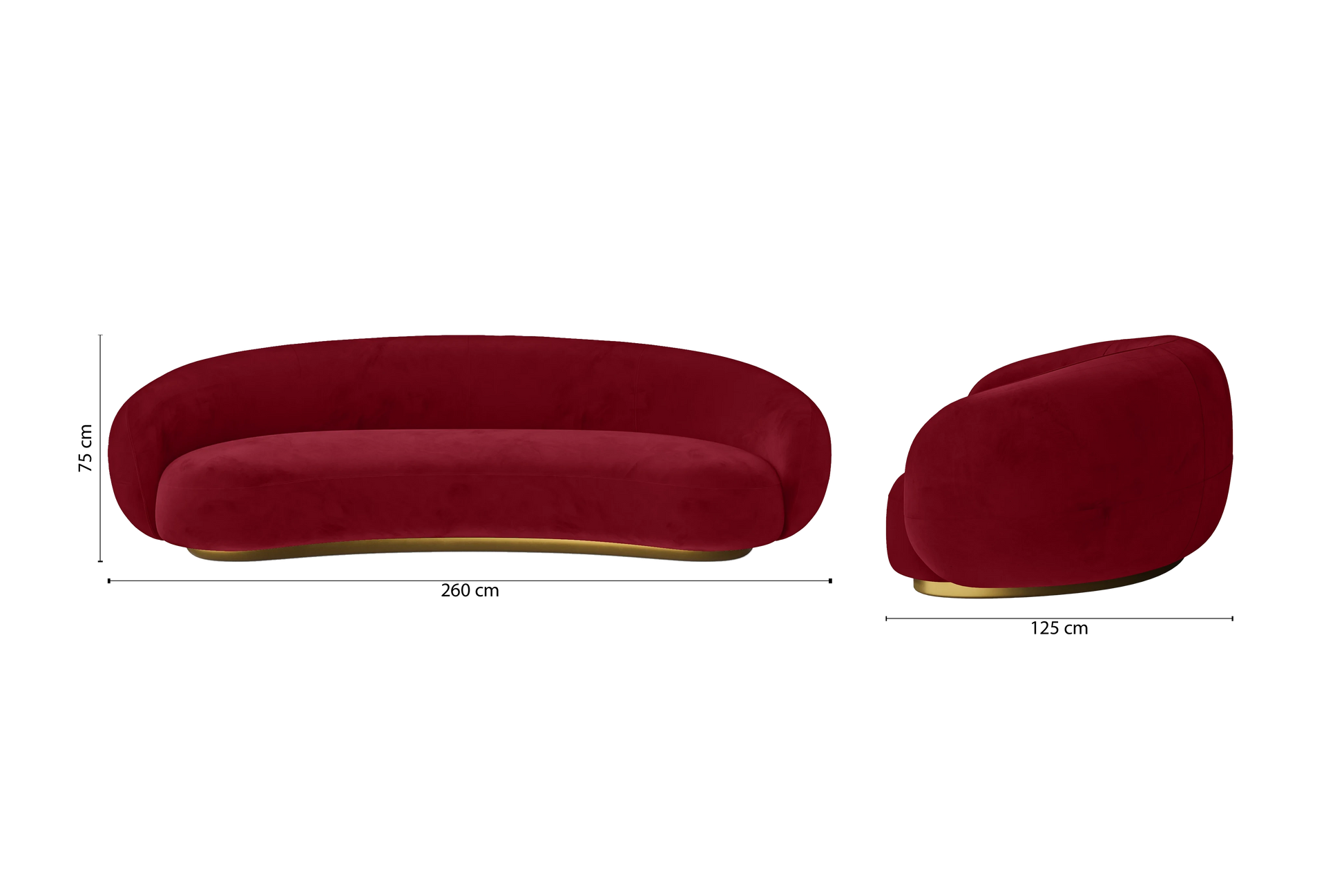 Elkton 4 Seater Sofa Red Velvet