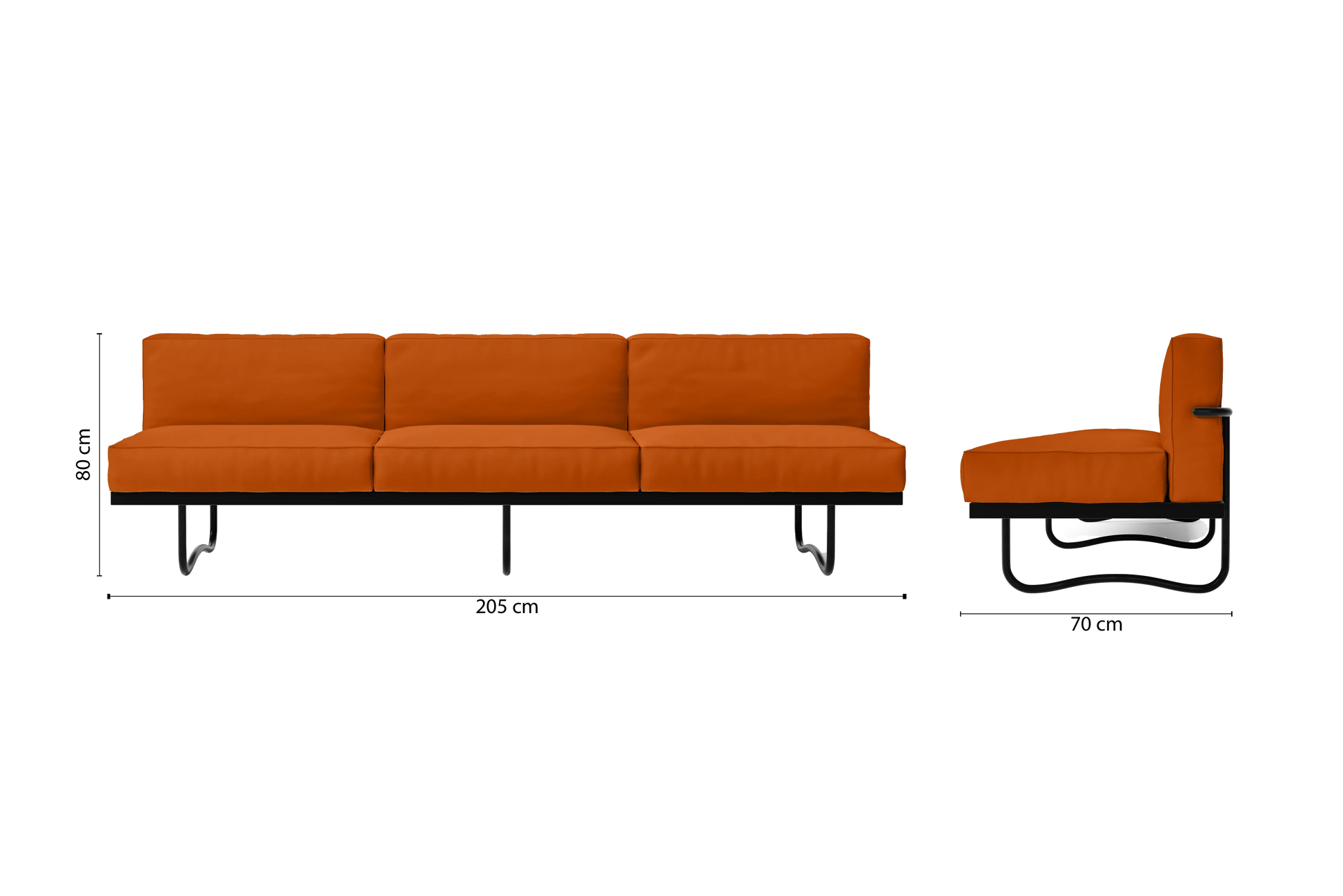 Emilia 3 Seater Sofa Orange Leather