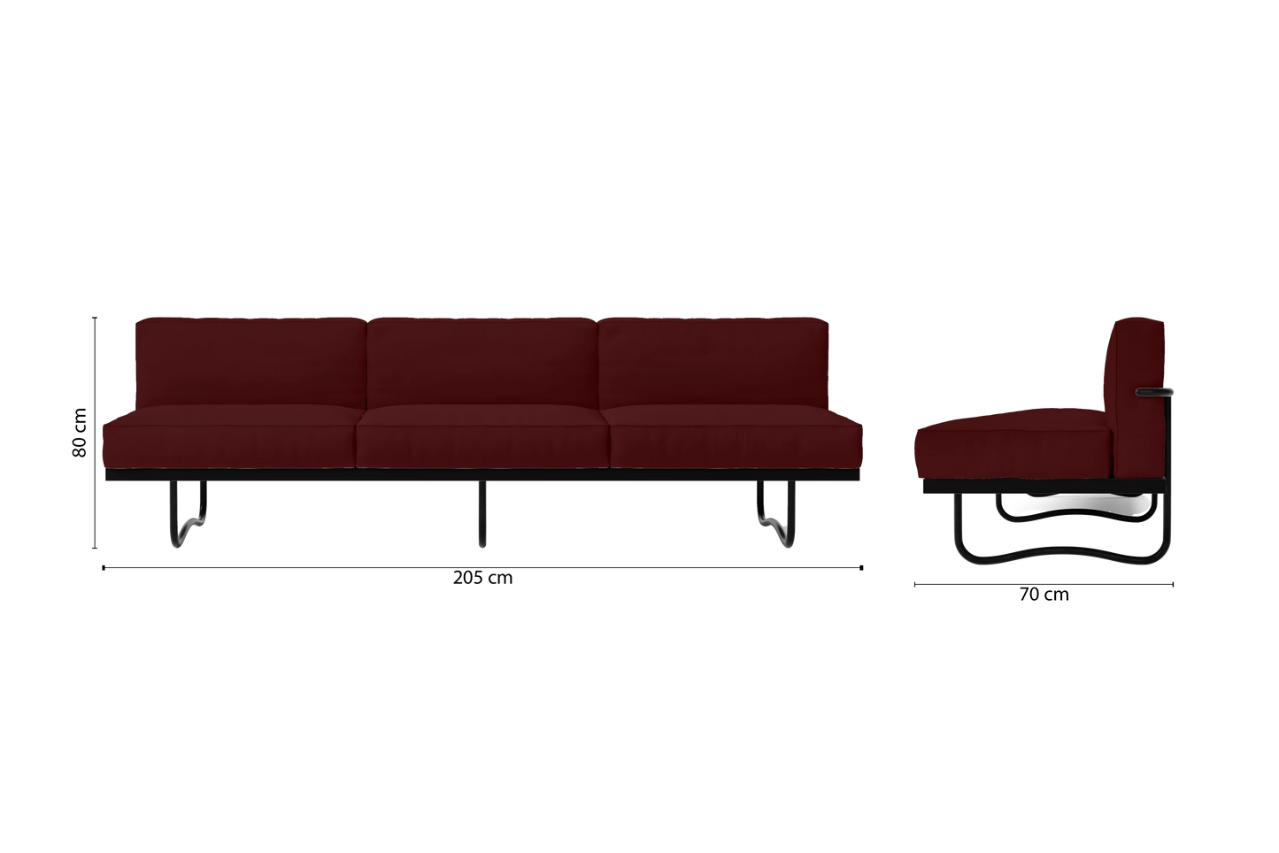 Emilia 3 Seater Sofa Red Leather