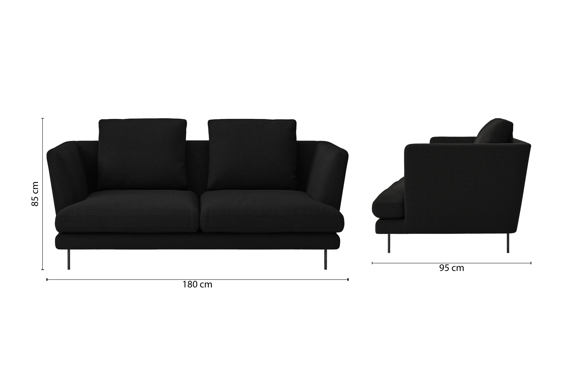 Faenza 2 Seater Sofa Black Linen Fabric