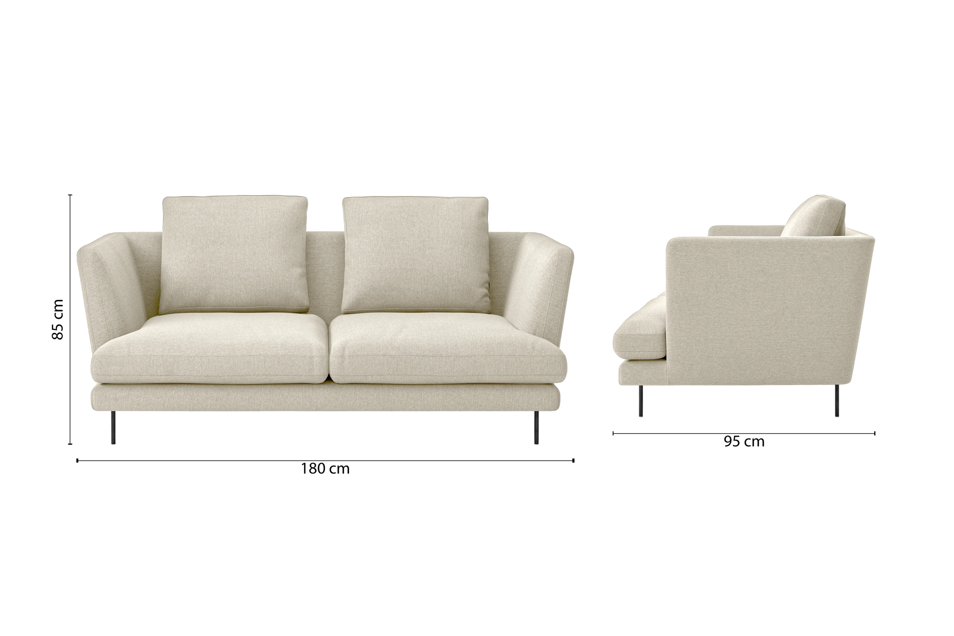 Faenza 2 Seater Sofa Cream Linen Fabric