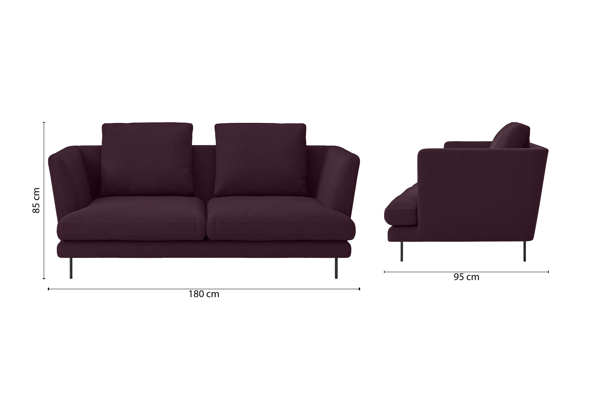 Faenza 2 Seater Sofa Purple Linen Fabric