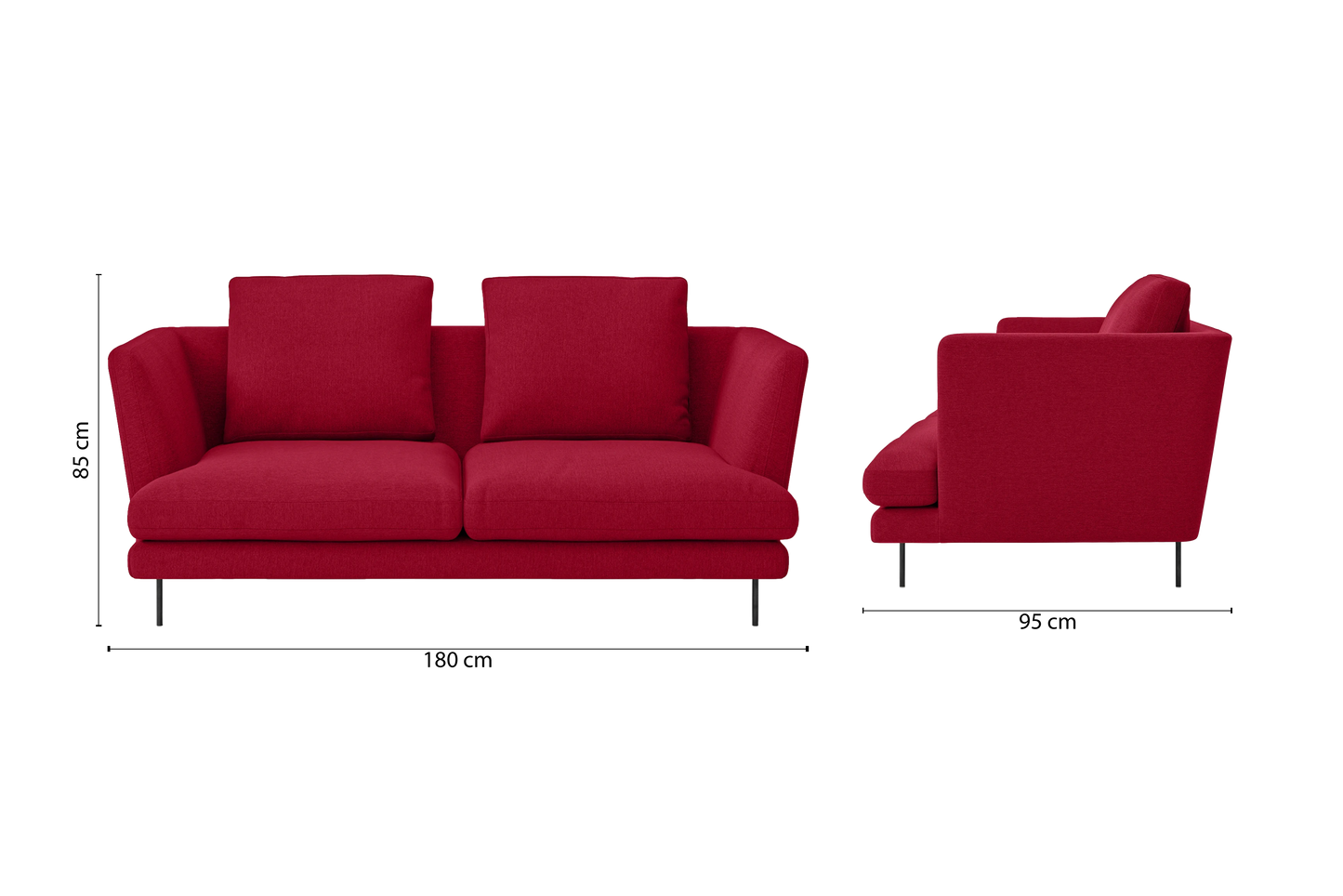 Faenza 2 Seater Sofa Red Linen Fabric