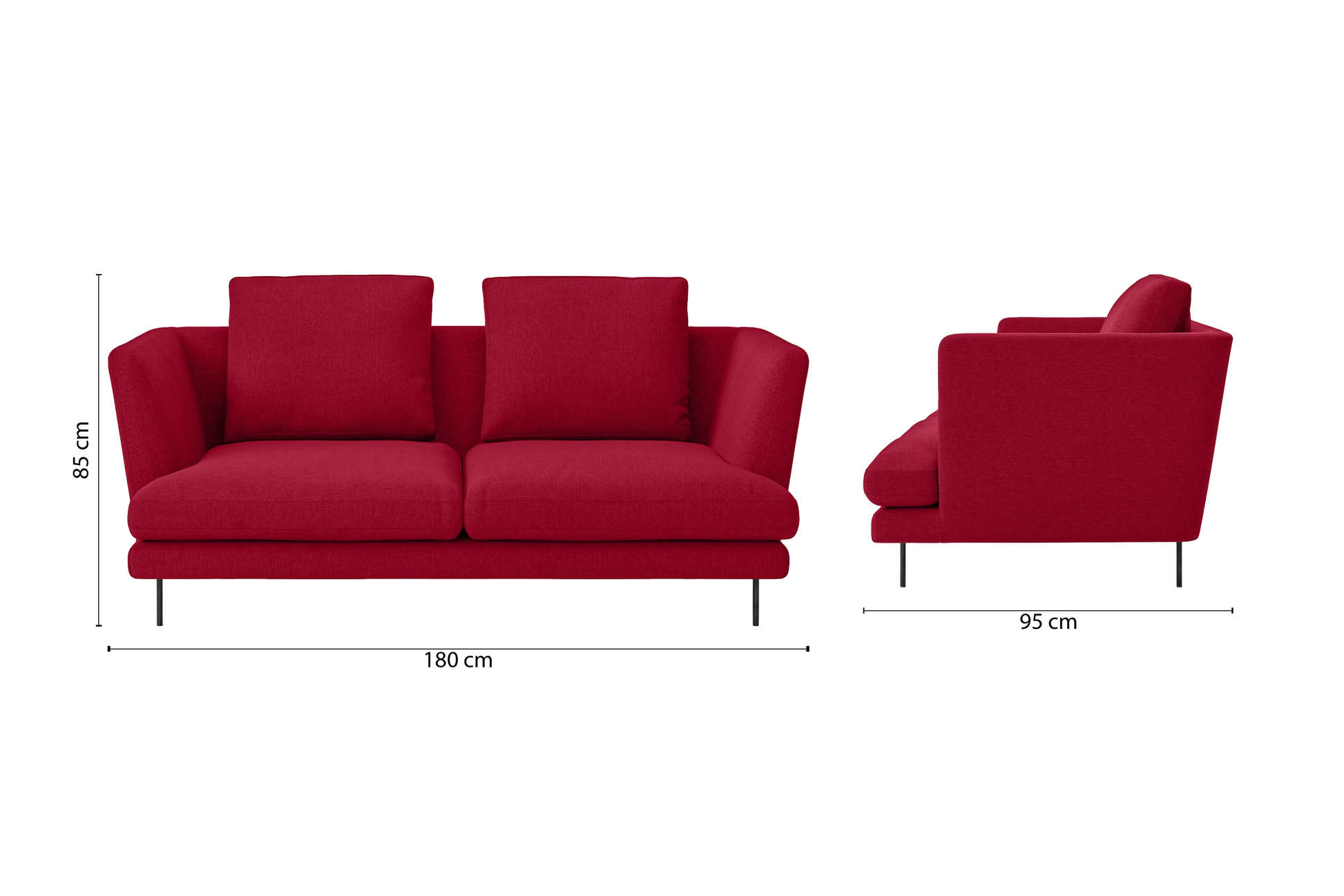 Faenza 2 Seater Sofa Red Linen Fabric