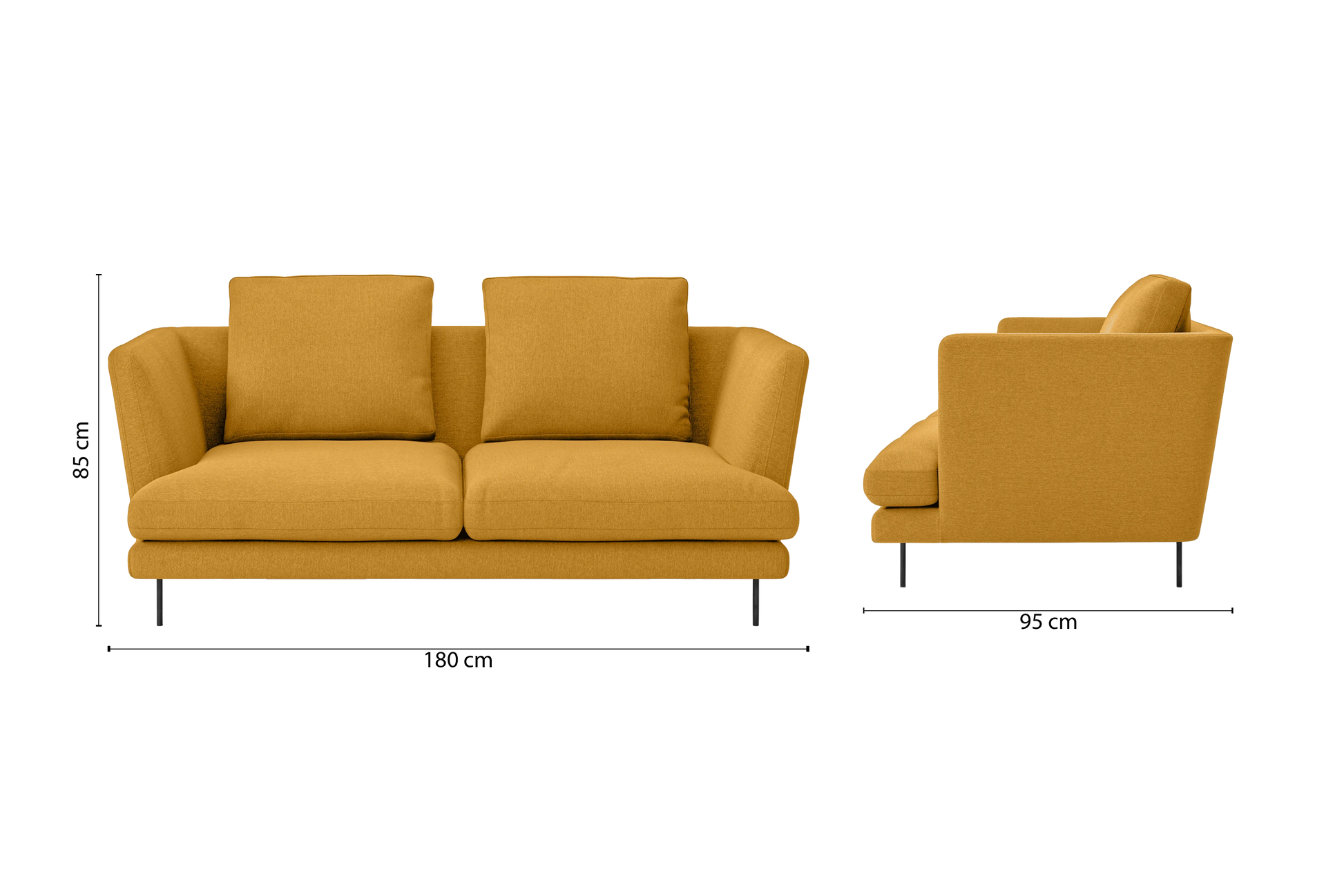 Faenza 2 Seater Sofa Yellow Linen Fabric