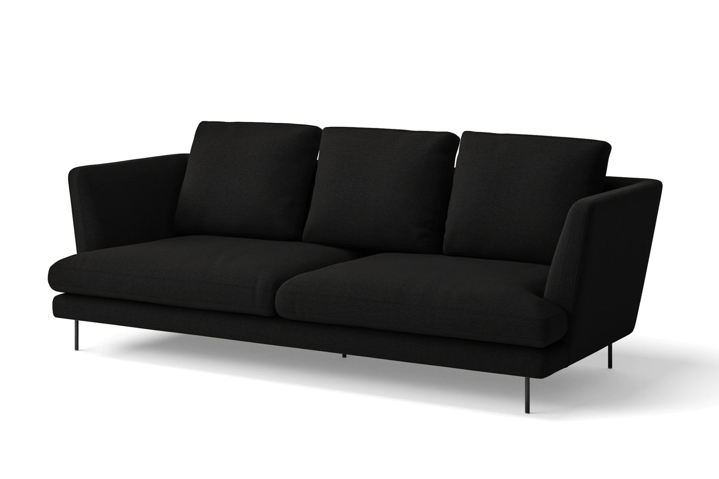 Faenza 3 Seater Sofa Black Linen Fabric