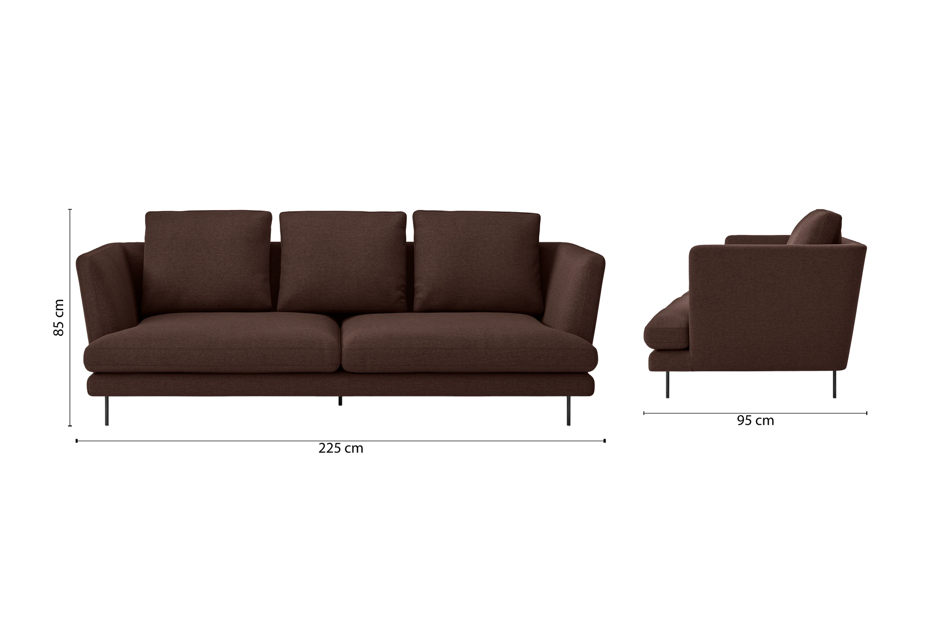 Faenza 3 Seater Sofa Coffee Brown Linen Fabric