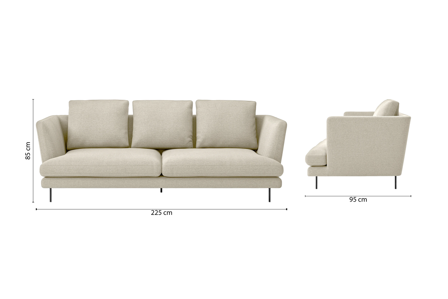 Faenza 3 Seater Sofa Cream Linen Fabric