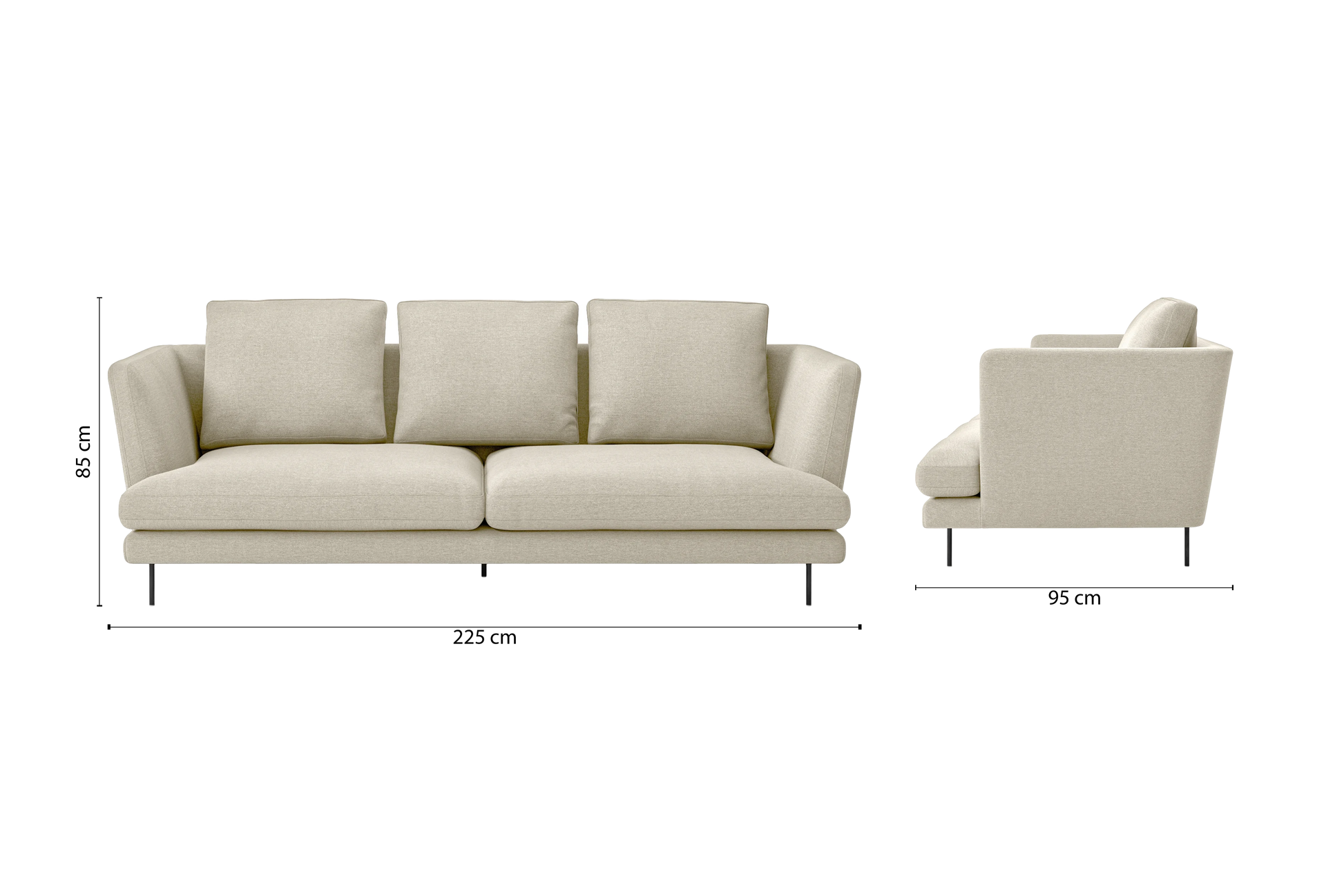 Faenza 3 Seater Sofa Cream Linen Fabric