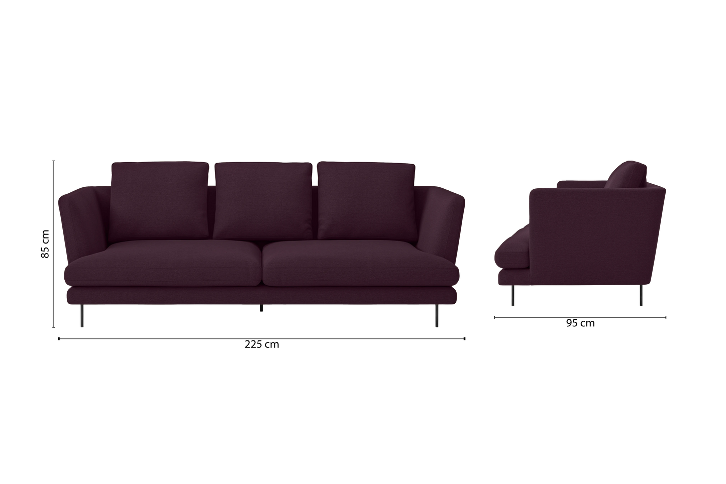 Faenza 3 Seater Sofa Purple Linen Fabric