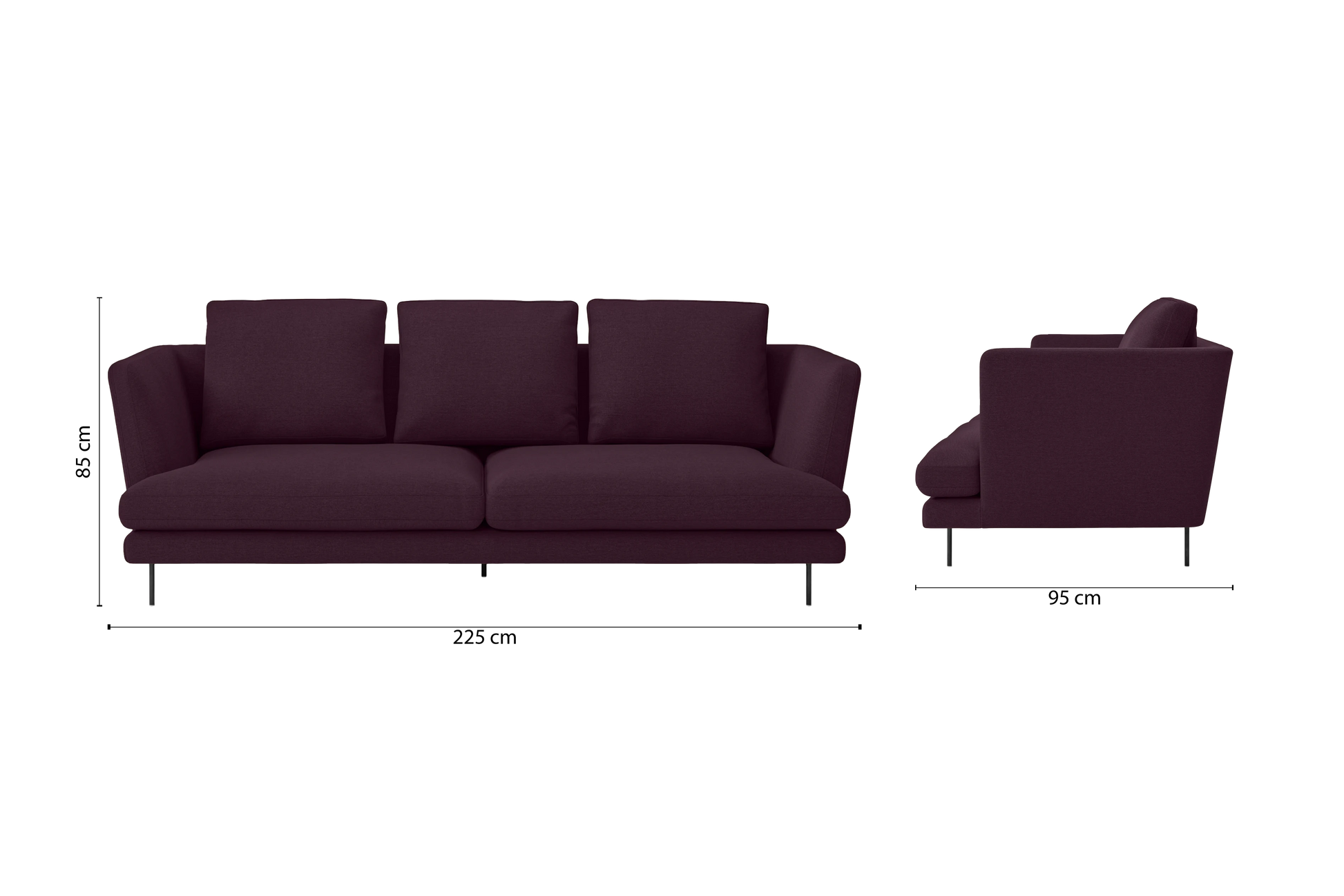 Faenza 3 Seater Sofa Purple Linen Fabric