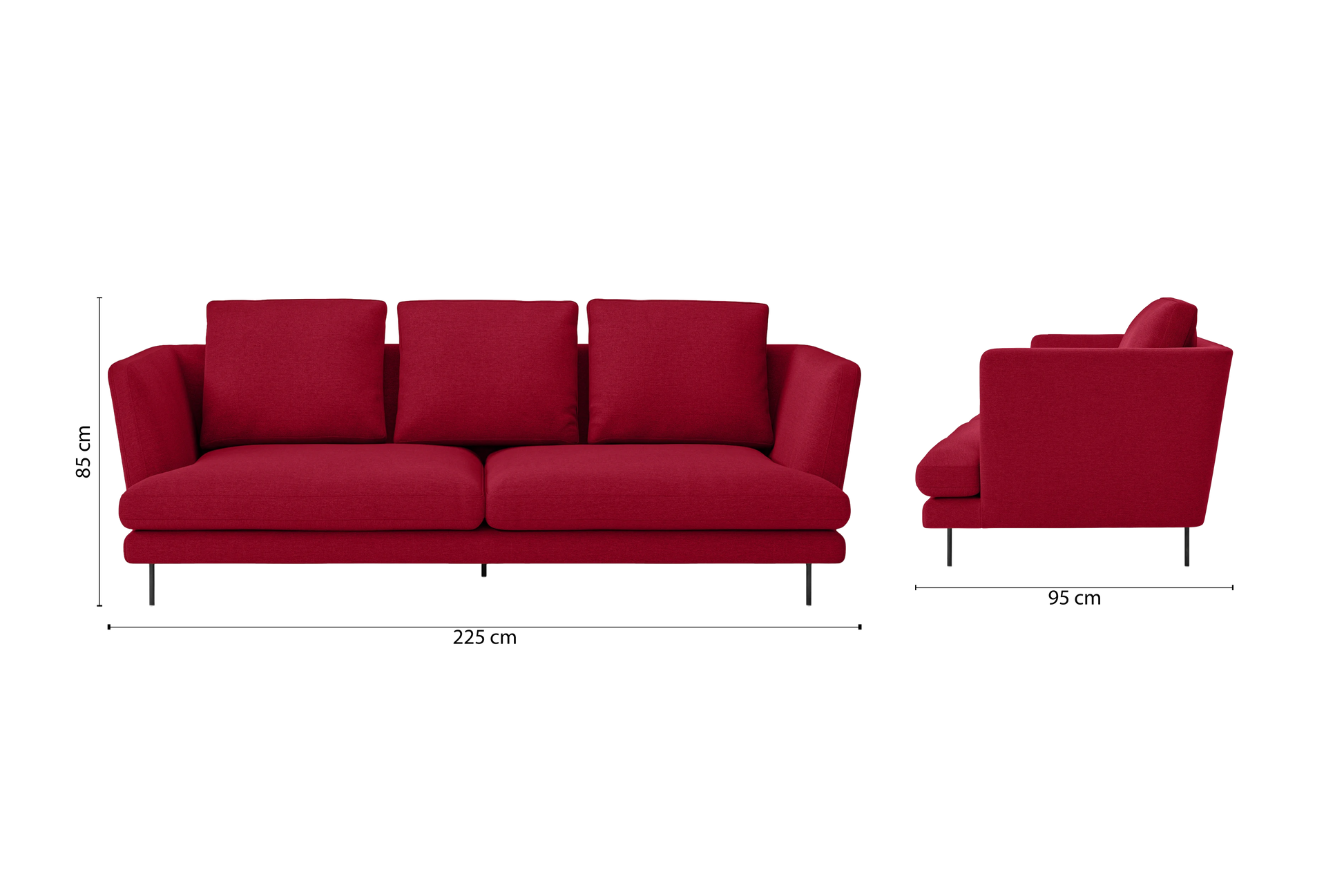 Faenza 3 Seater Sofa Red Linen Fabric