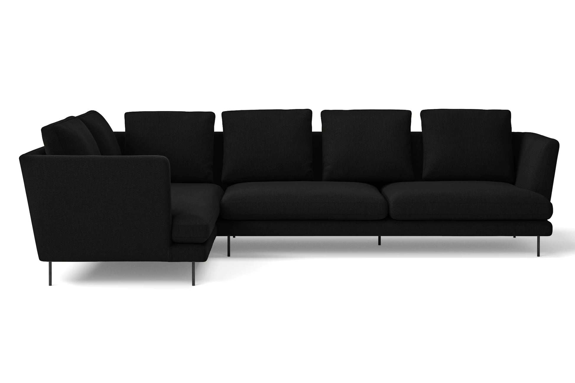 Faenza 4 Seater Left Hand Facing Chaise Lounge Corner Sofa Black Linen Fabric