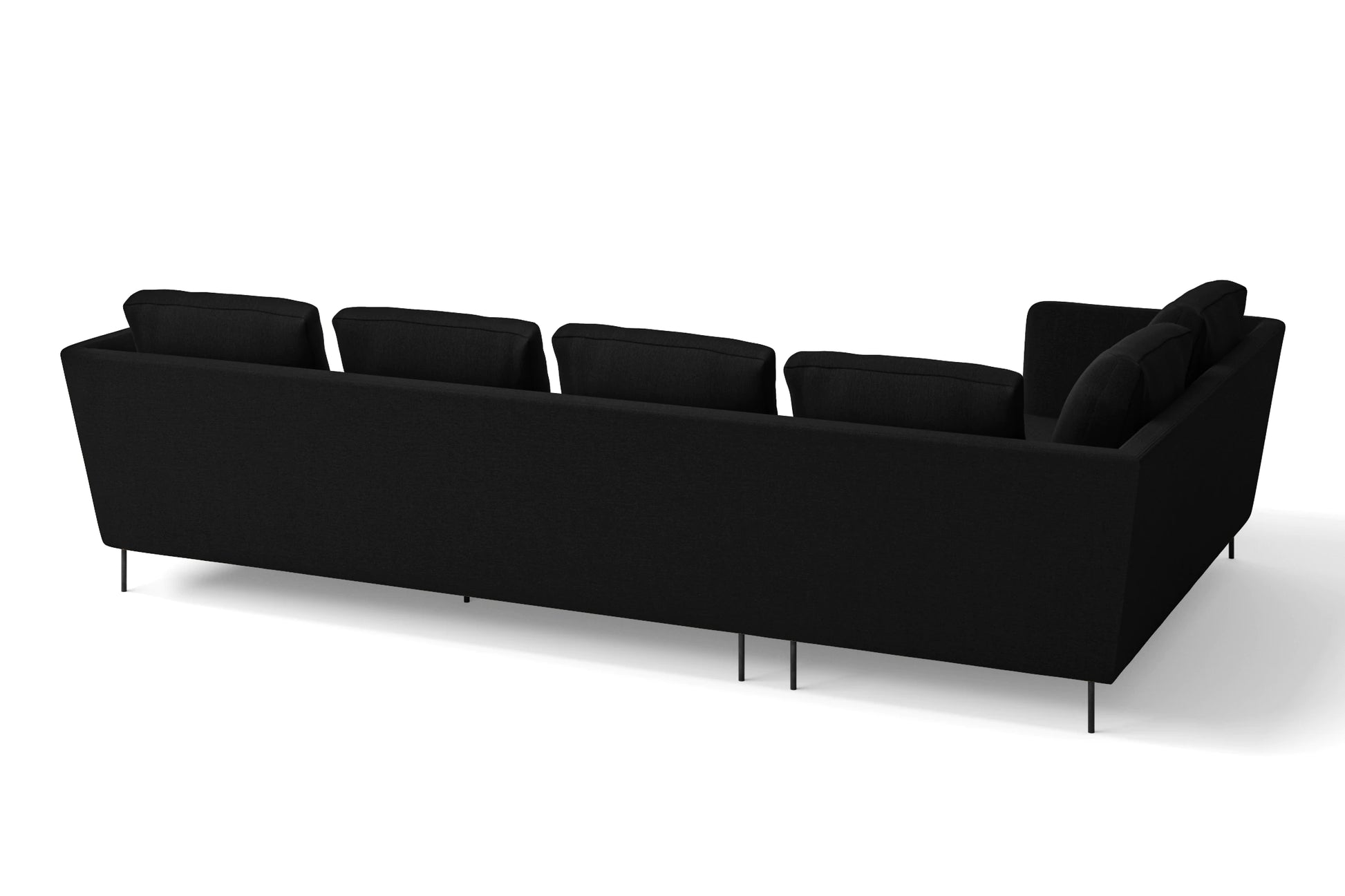 Faenza 4 Seater Left Hand Facing Chaise Lounge Corner Sofa Black Linen Fabric