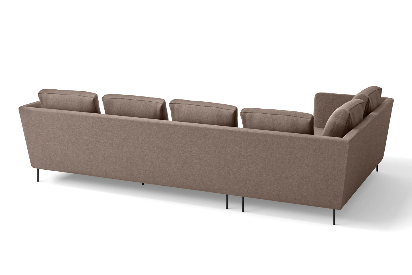 Faenza 4 Seater Left Hand Facing Chaise Lounge Corner Sofa Caramel Linen Fabric