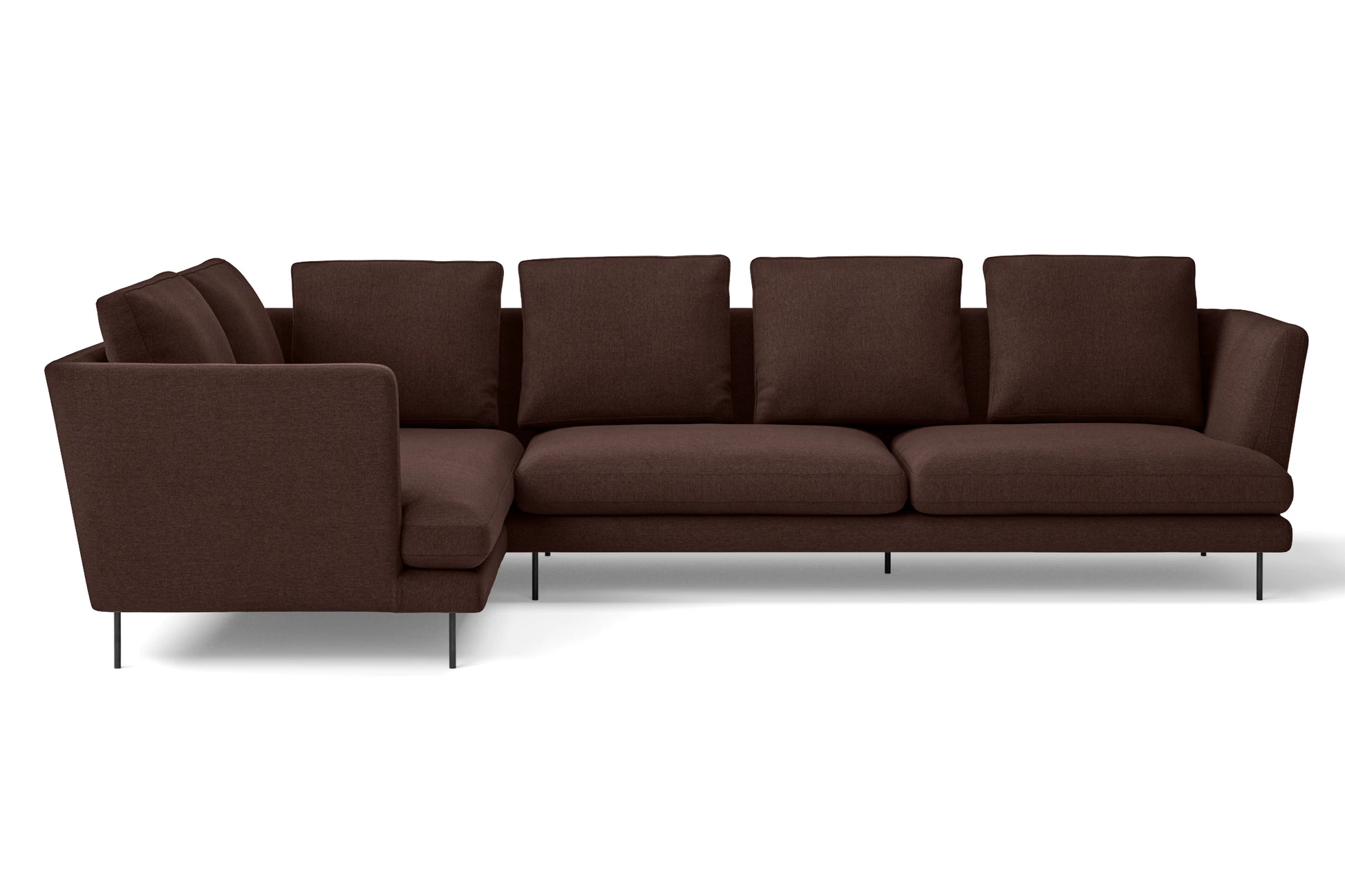 Faenza 4 Seater Left Hand Facing Chaise Lounge Corner Sofa Coffee Brown Linen Fabric