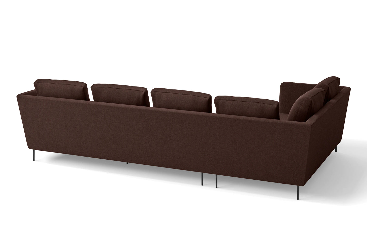 Faenza 4 Seater Left Hand Facing Chaise Lounge Corner Sofa Coffee Brown Linen Fabric