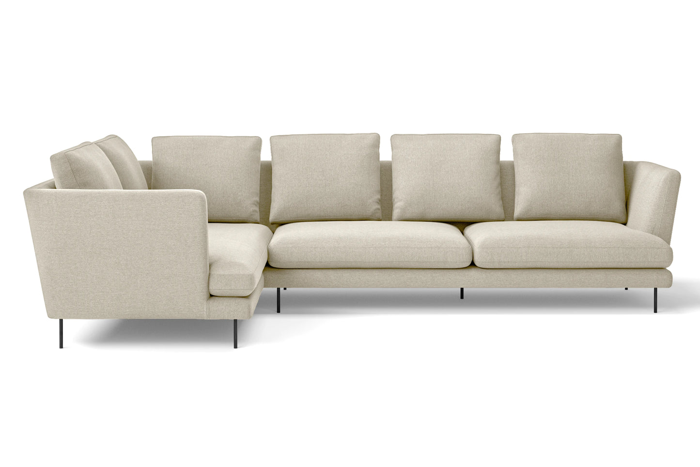 Faenza 4 Seater Left Hand Facing Chaise Lounge Corner Sofa Cream Linen Fabric