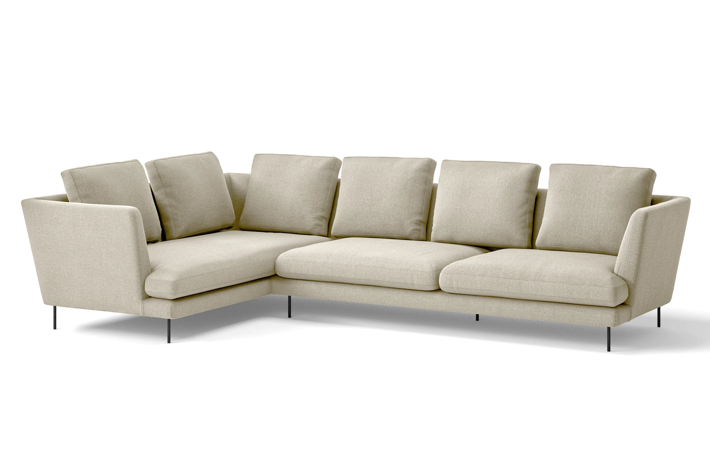 Faenza 4 Seater Left Hand Facing Chaise Lounge Corner Sofa Cream Linen Fabric