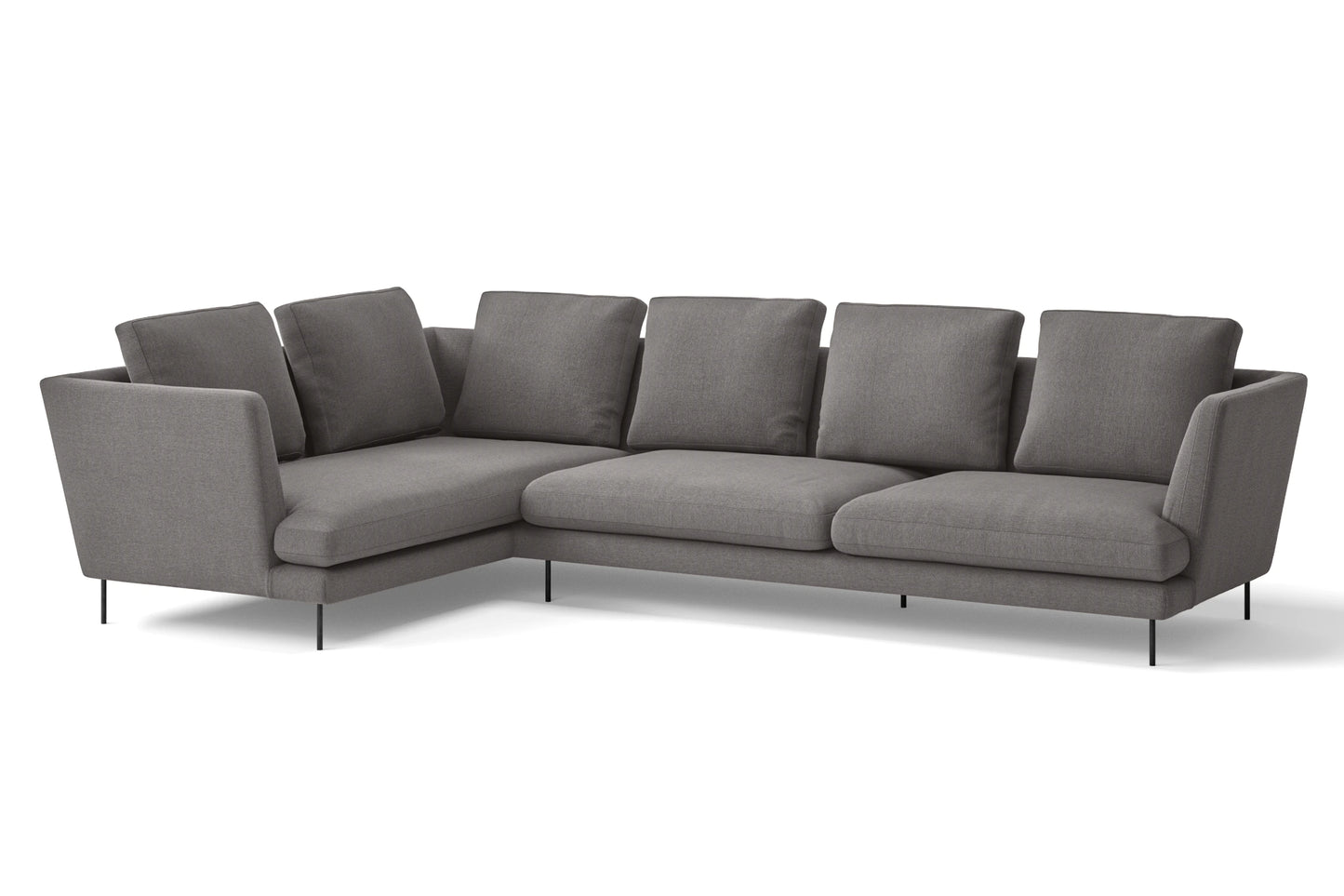 Faenza 4 Seater Left Hand Facing Chaise Lounge Corner Sofa Grey Linen Fabric