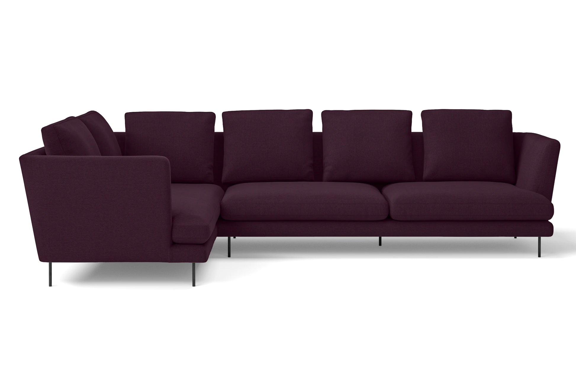 Faenza 4 Seater Left Hand Facing Chaise Lounge Corner Sofa Purple Linen Fabric