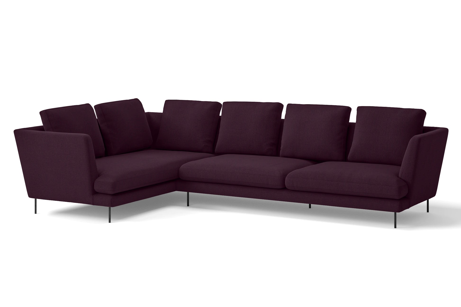 Faenza 4 Seater Left Hand Facing Chaise Lounge Corner Sofa Purple Linen Fabric