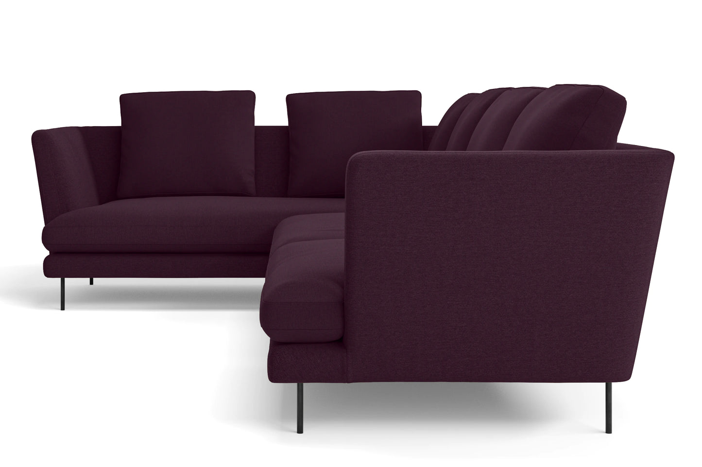 Faenza 4 Seater Left Hand Facing Chaise Lounge Corner Sofa Purple Linen Fabric